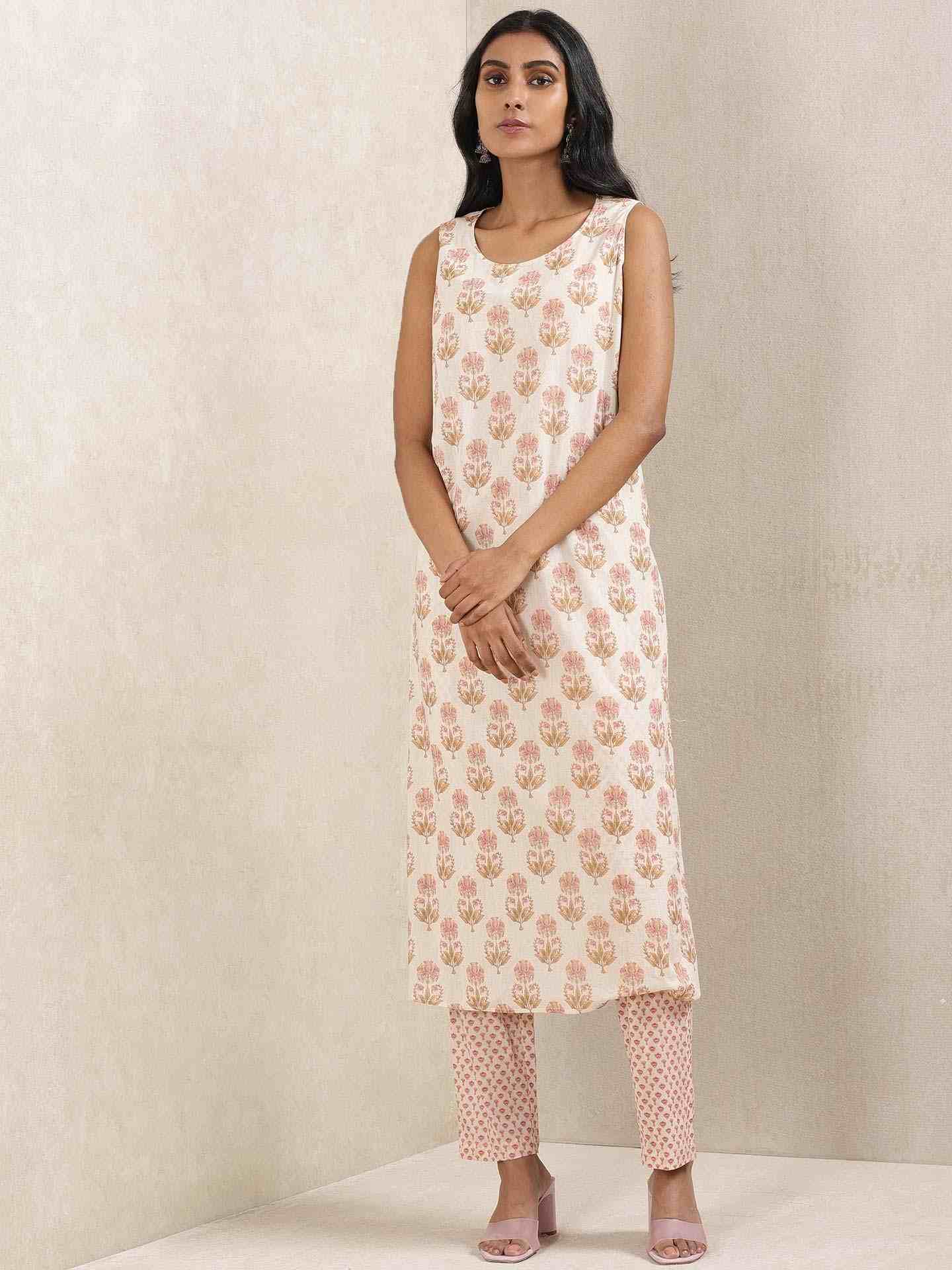 Beige Komal Butti Layout Kurta Set