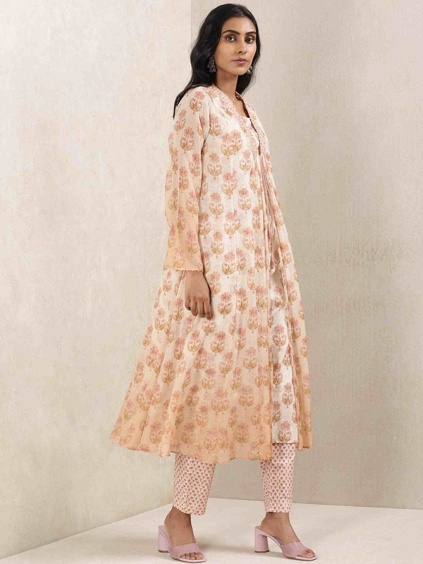 Beige Komal Butti Layout Kurta Set