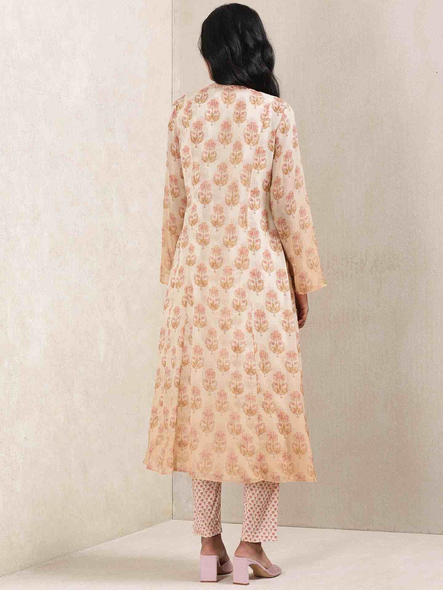 Beige Komal Butti Layout Kurta Set