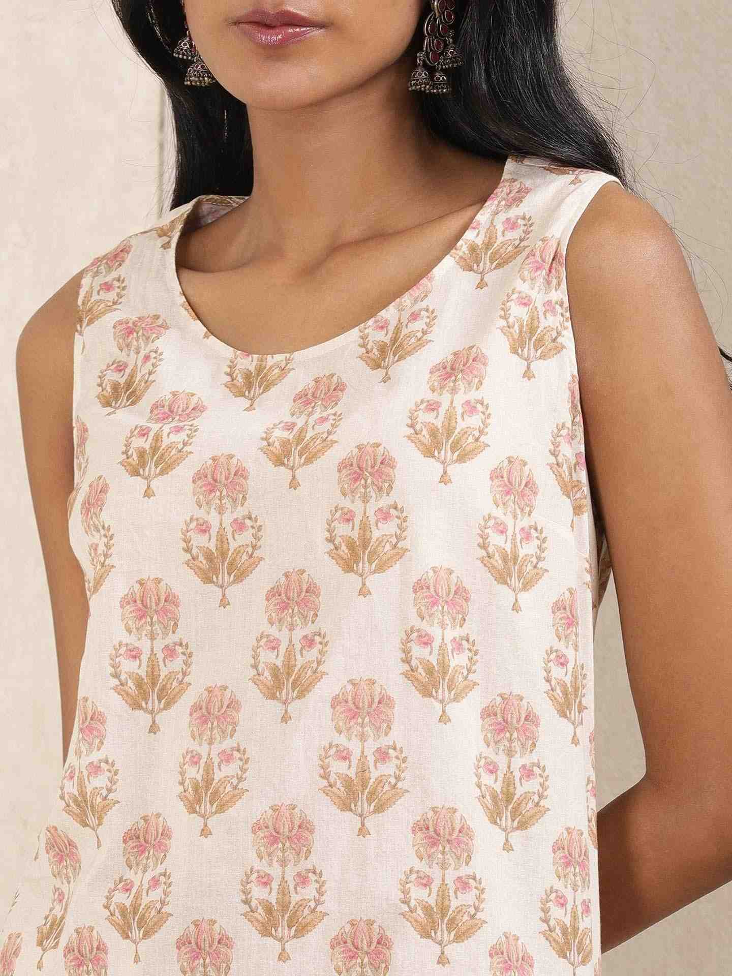 Beige Komal Butti Layout Kurta Set