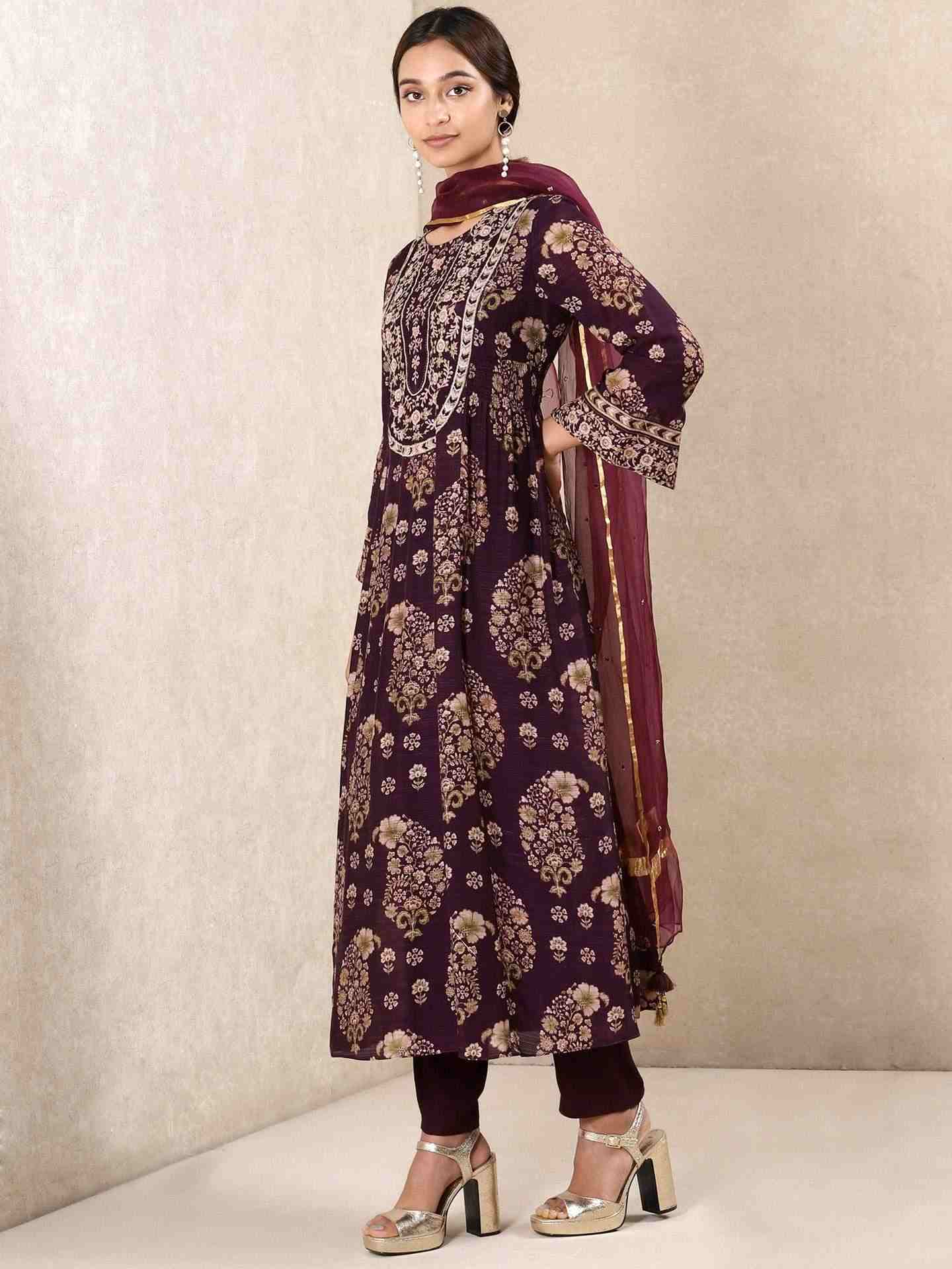 Purple Indian Paisley Suit Set
