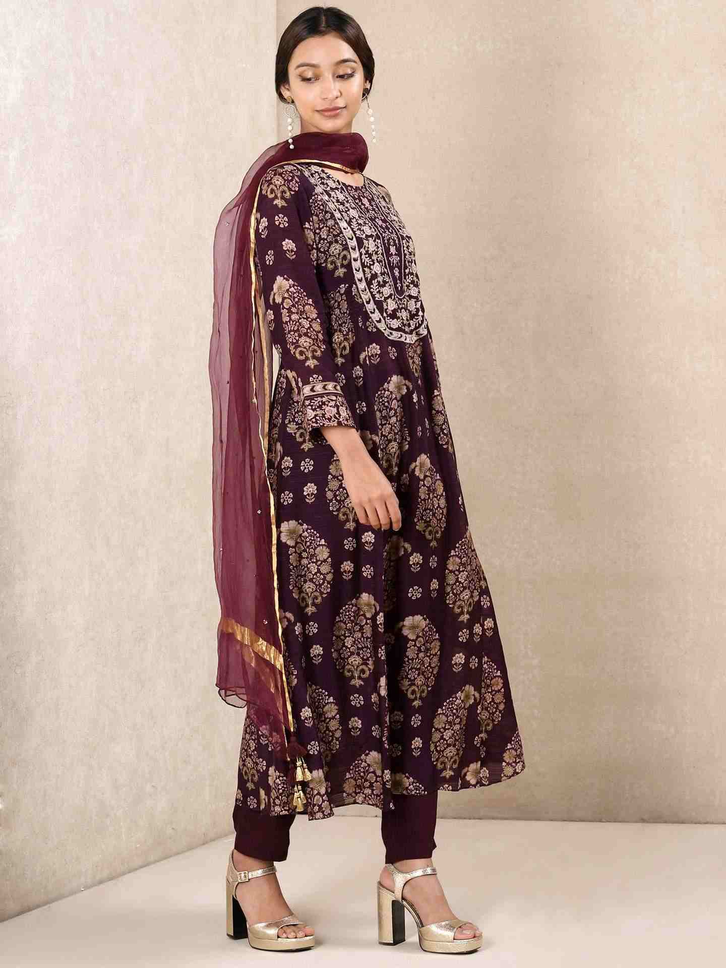 Purple Indian Paisley Suit Set