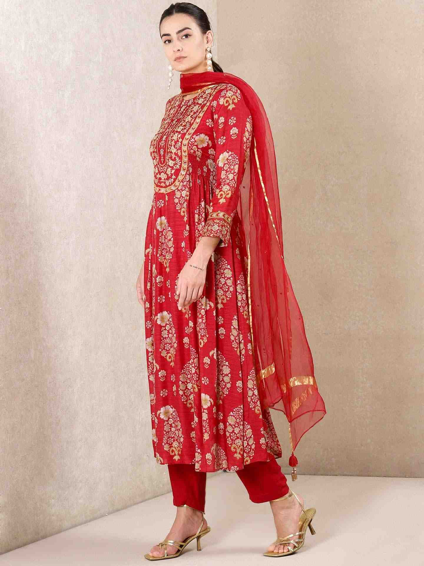 Red Indian Paisley Suit Set