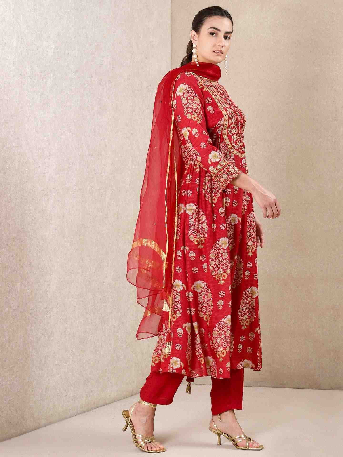 Red Indian Paisley Suit Set