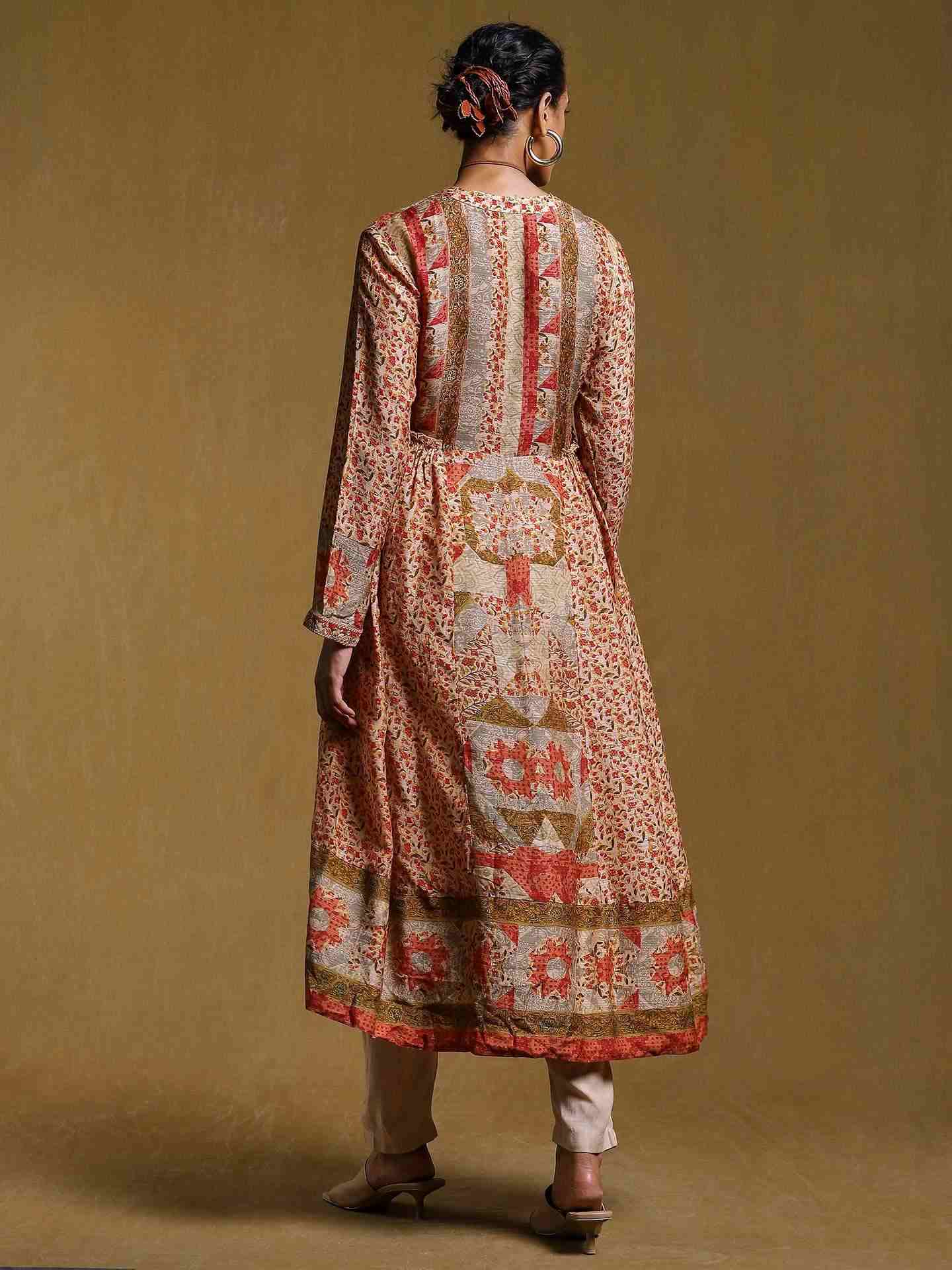 Beige Block Patch Suit Set