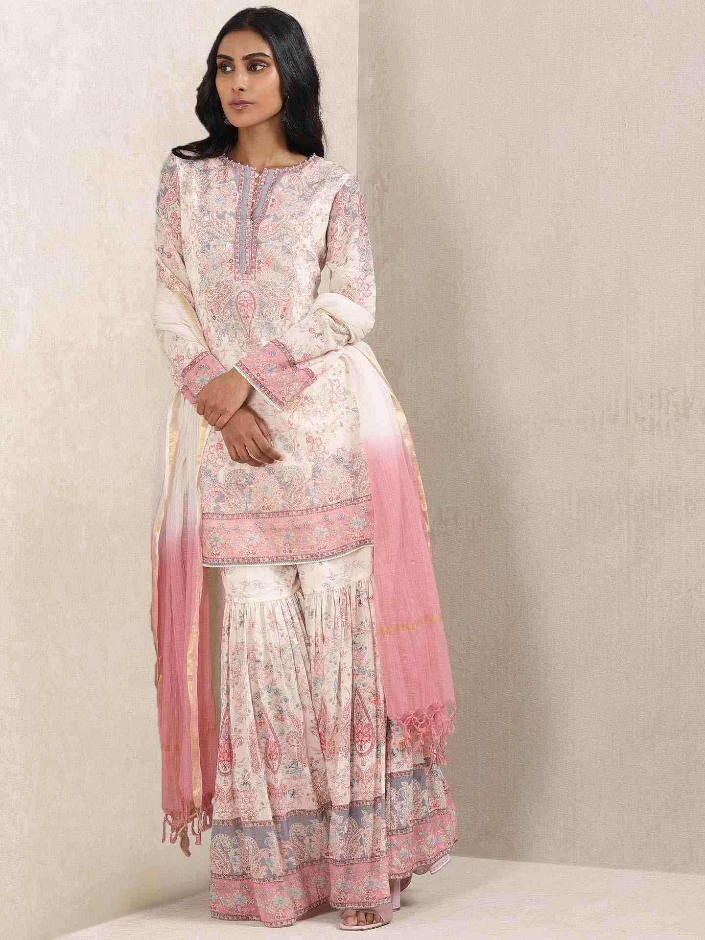 Off White Chirala Sharara Set