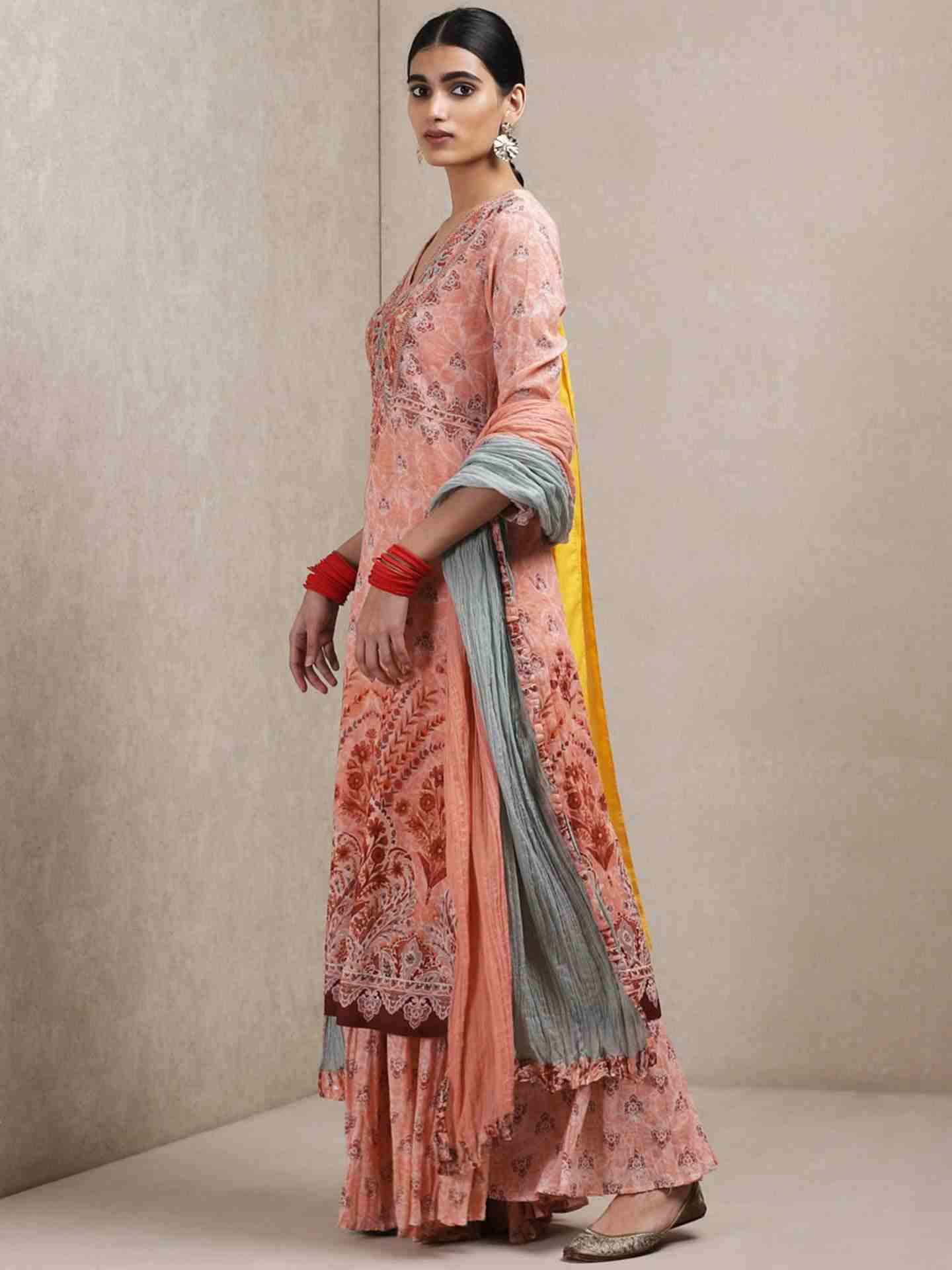 Peach Azmi Sharara Set