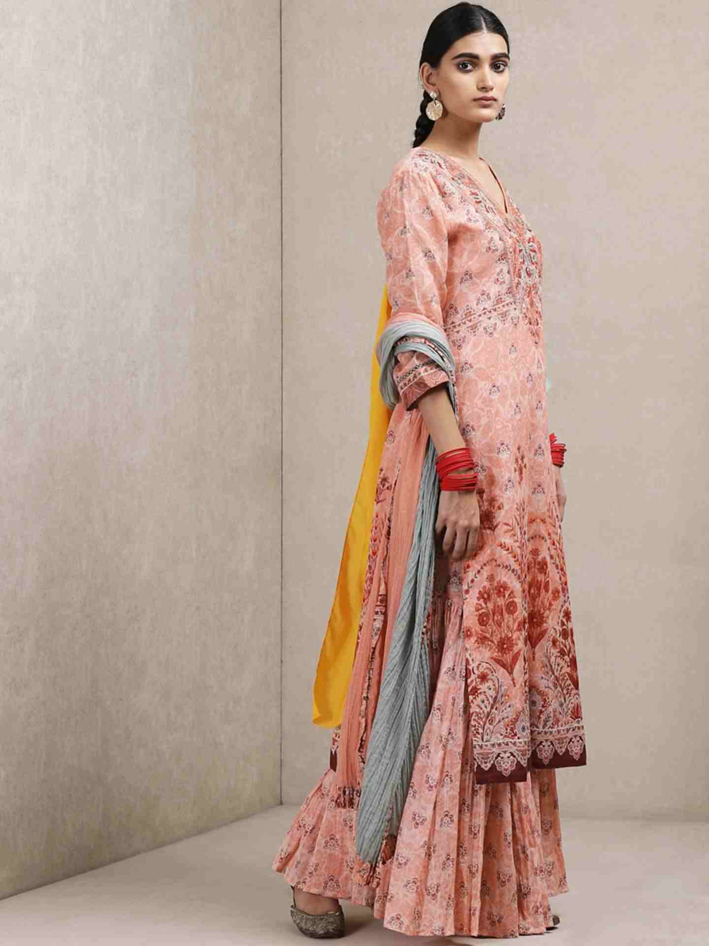 Peach Azmi Sharara Set