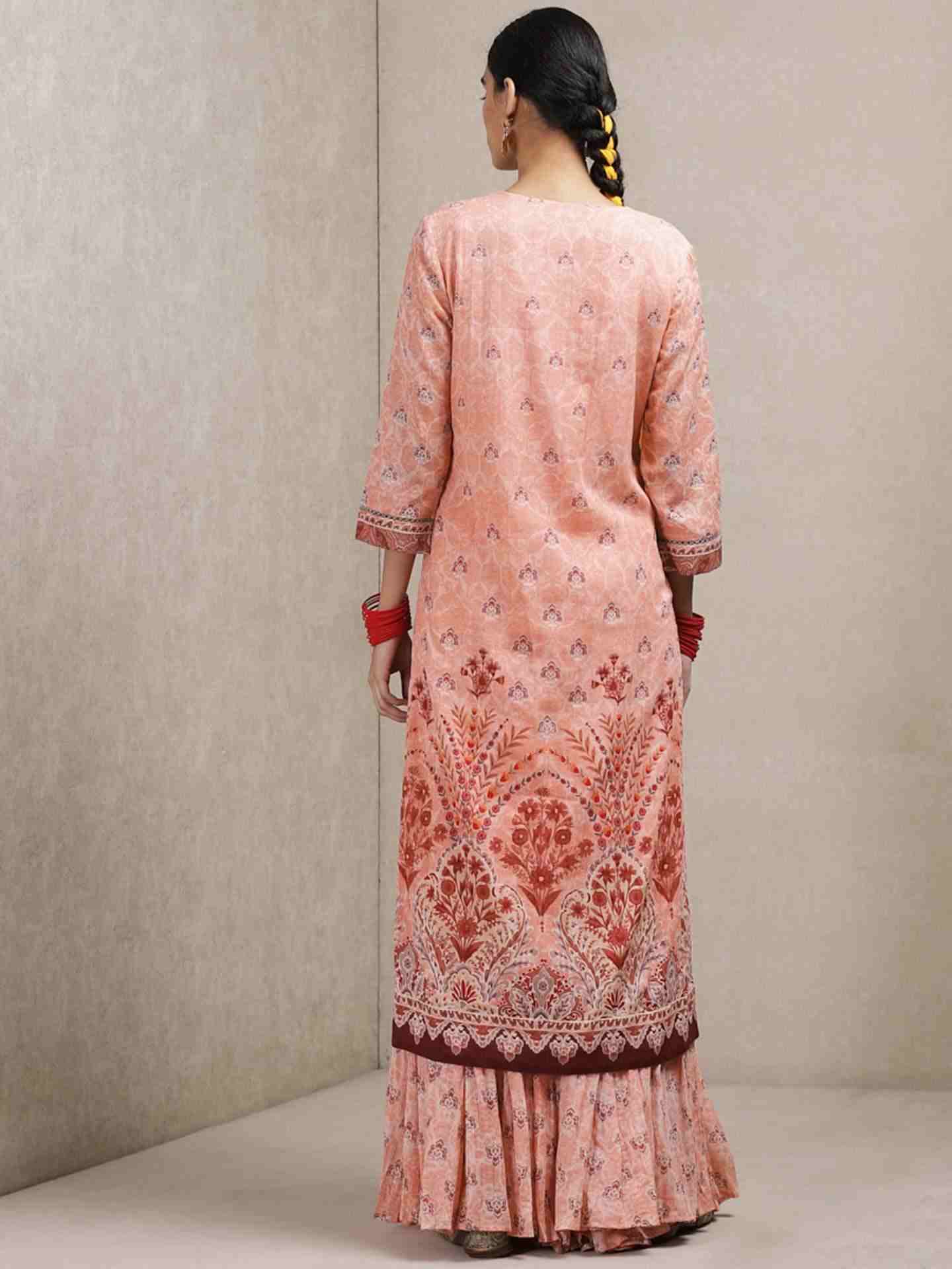 Peach Azmi Sharara Set