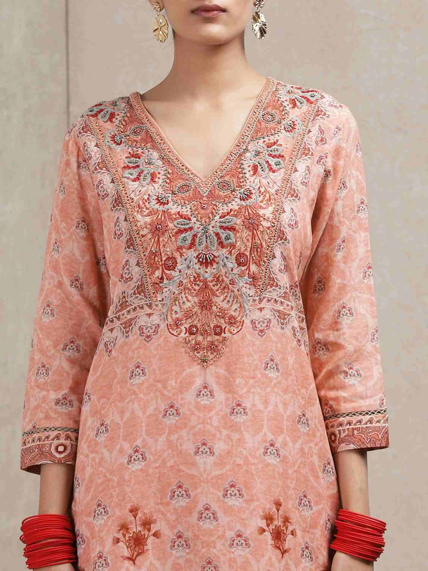 Peach Azmi Sharara Set
