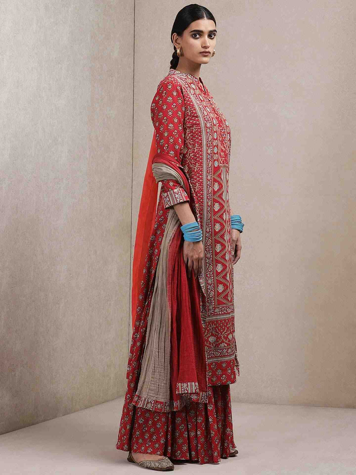 Red Kundan Sharara Set