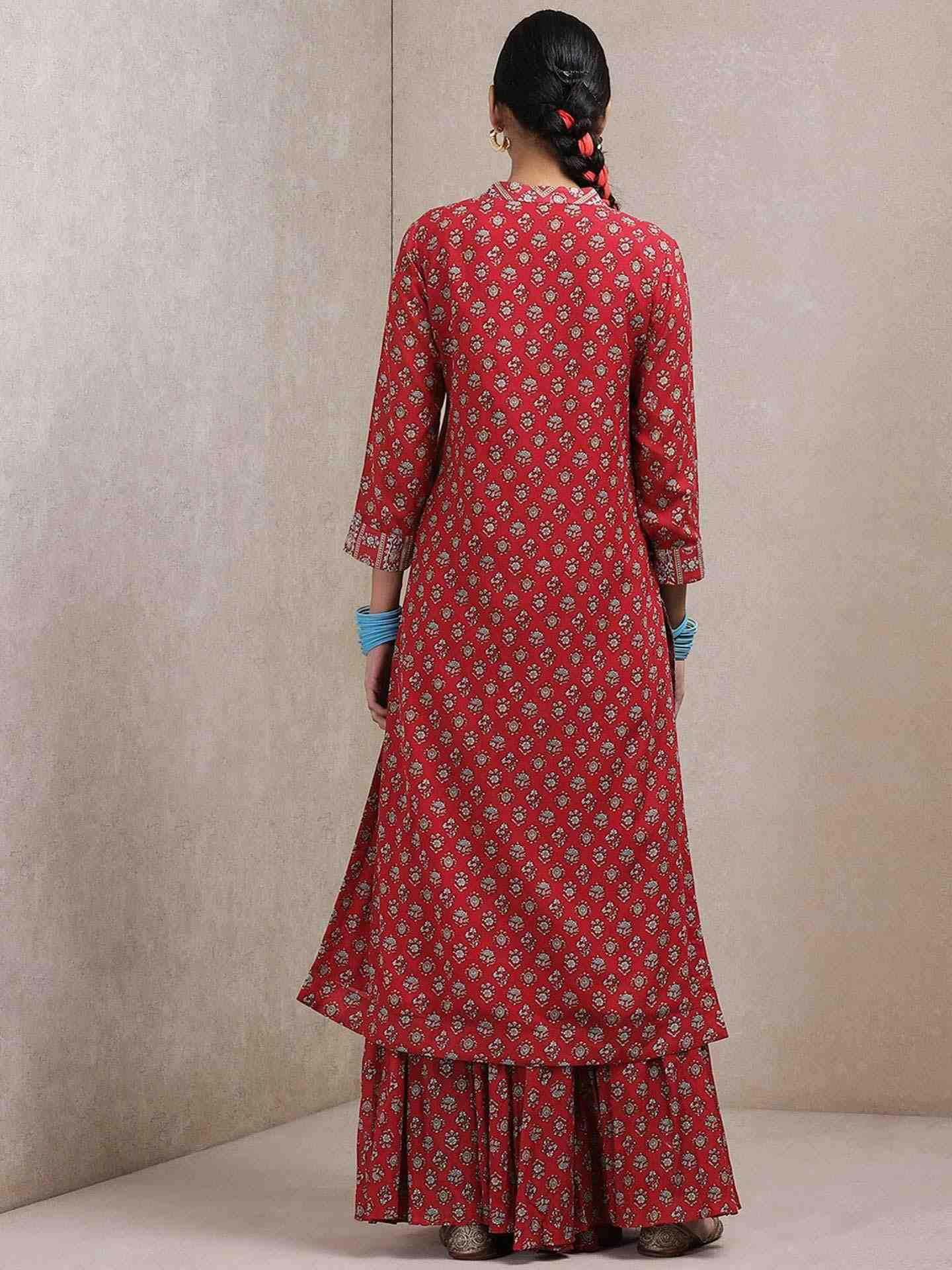 Red Kundan Sharara Set