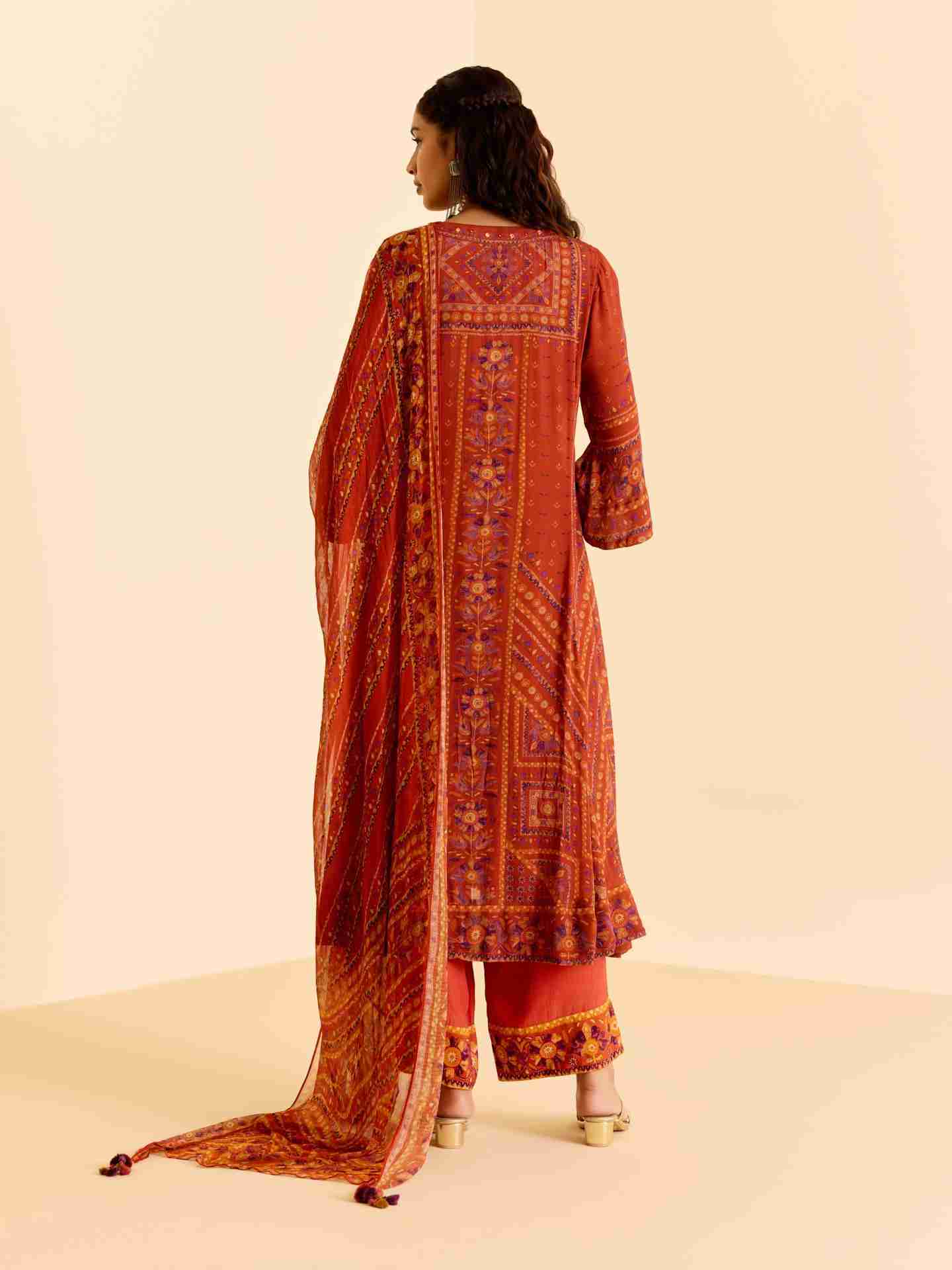 Orange Amelia Print Suit Set
