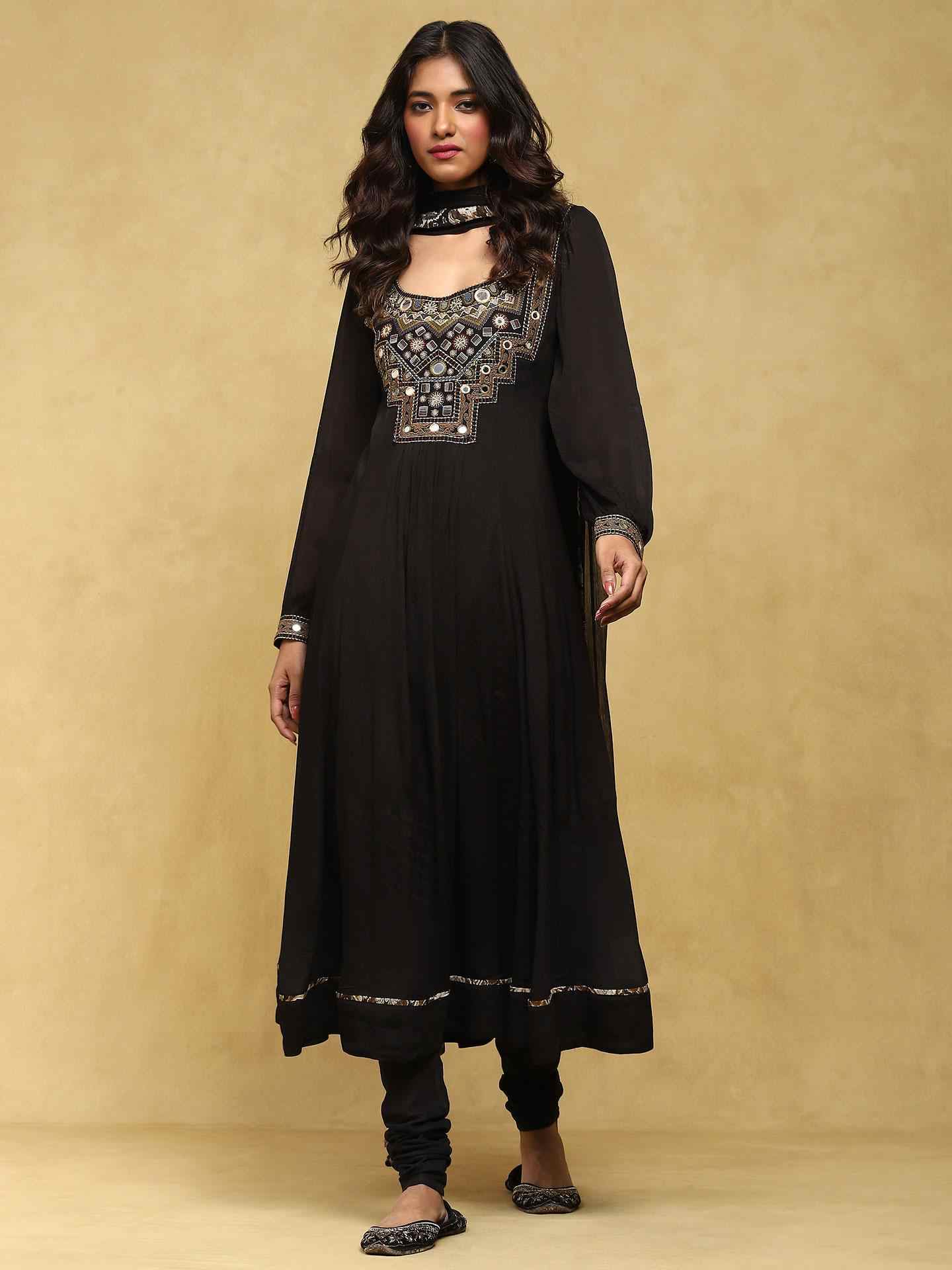 Black Cara Anarkali Suit