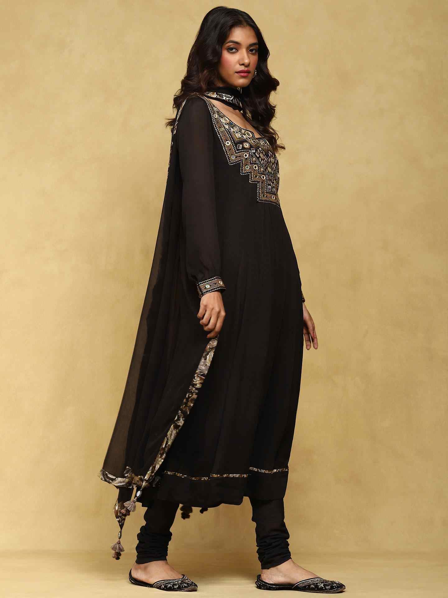 Black Cara Anarkali Suit