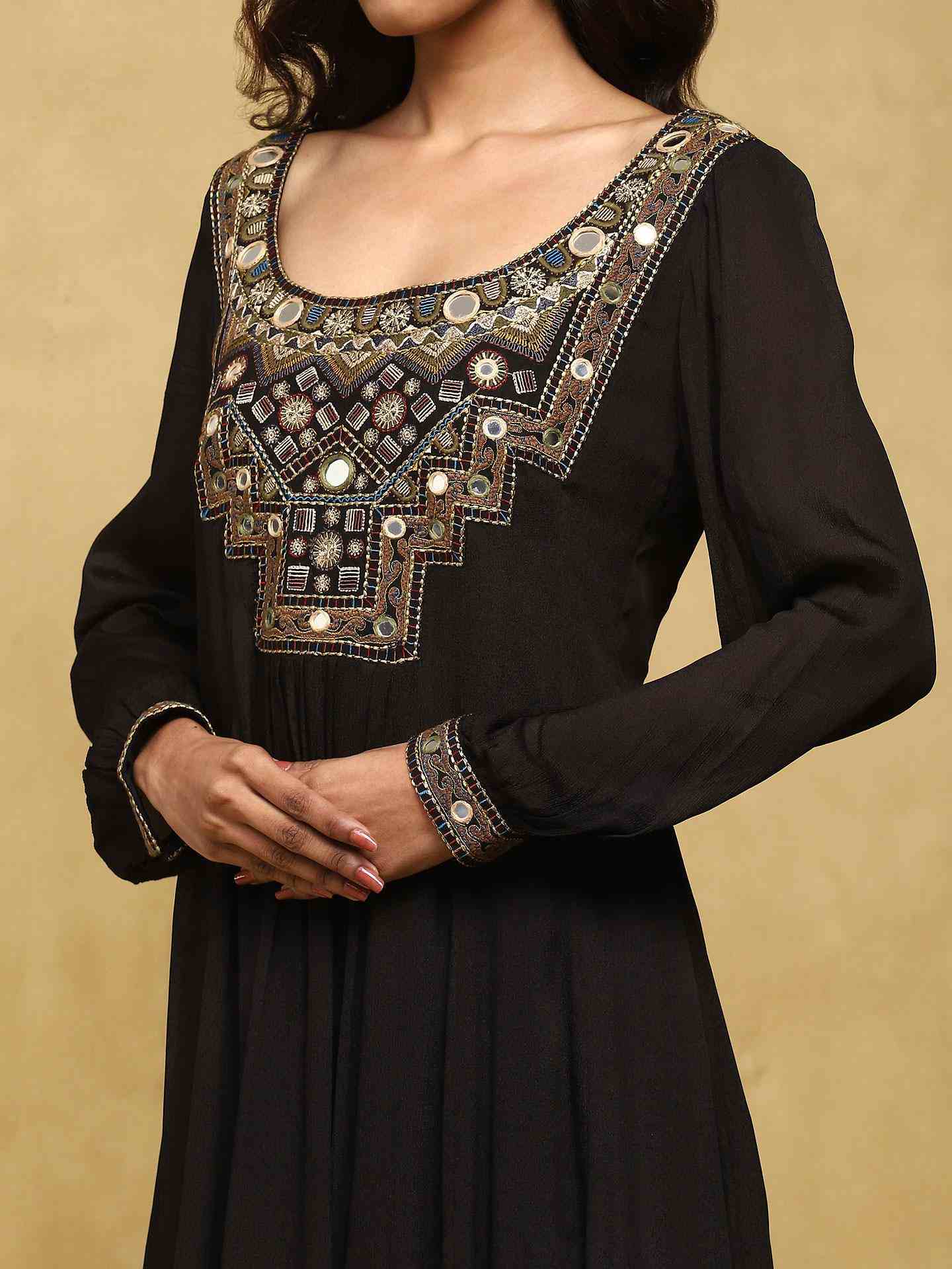 Black Cara Anarkali Suit