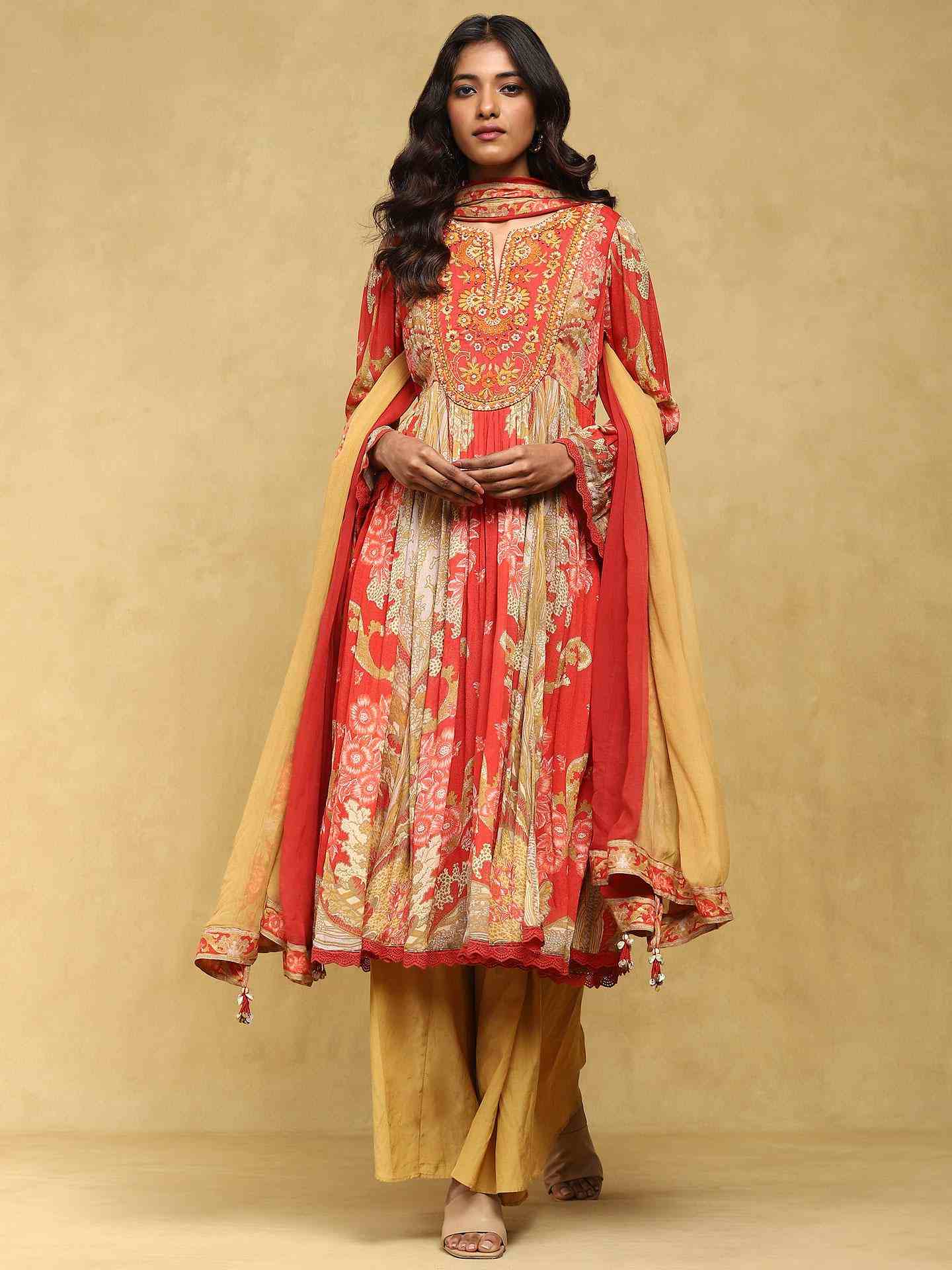 Red Dahlia Anarkali Suit