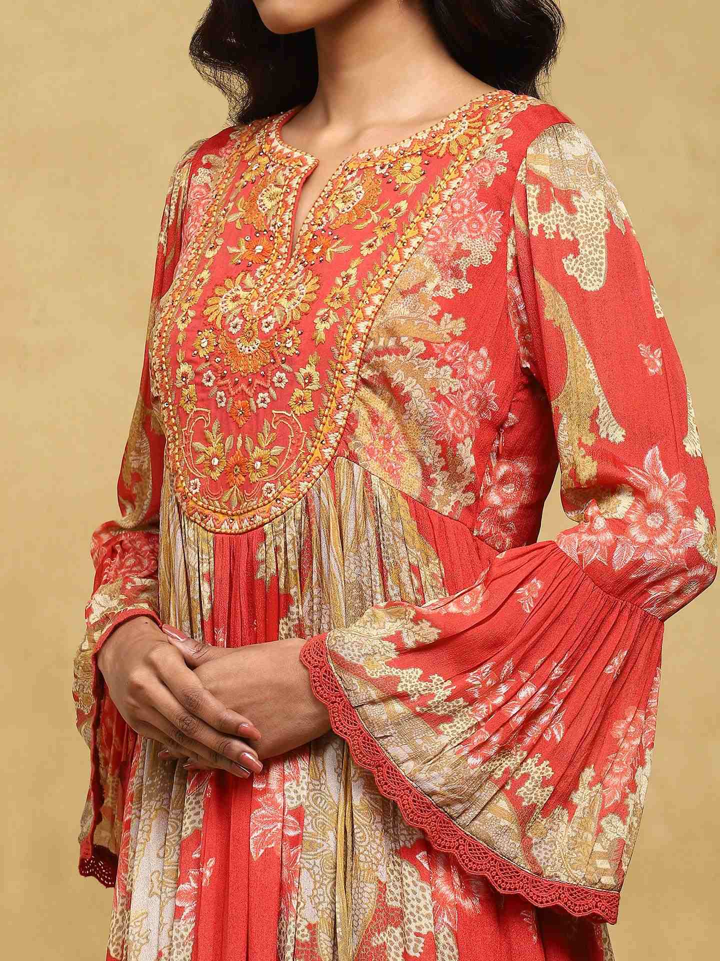 Red Dahlia Anarkali Suit