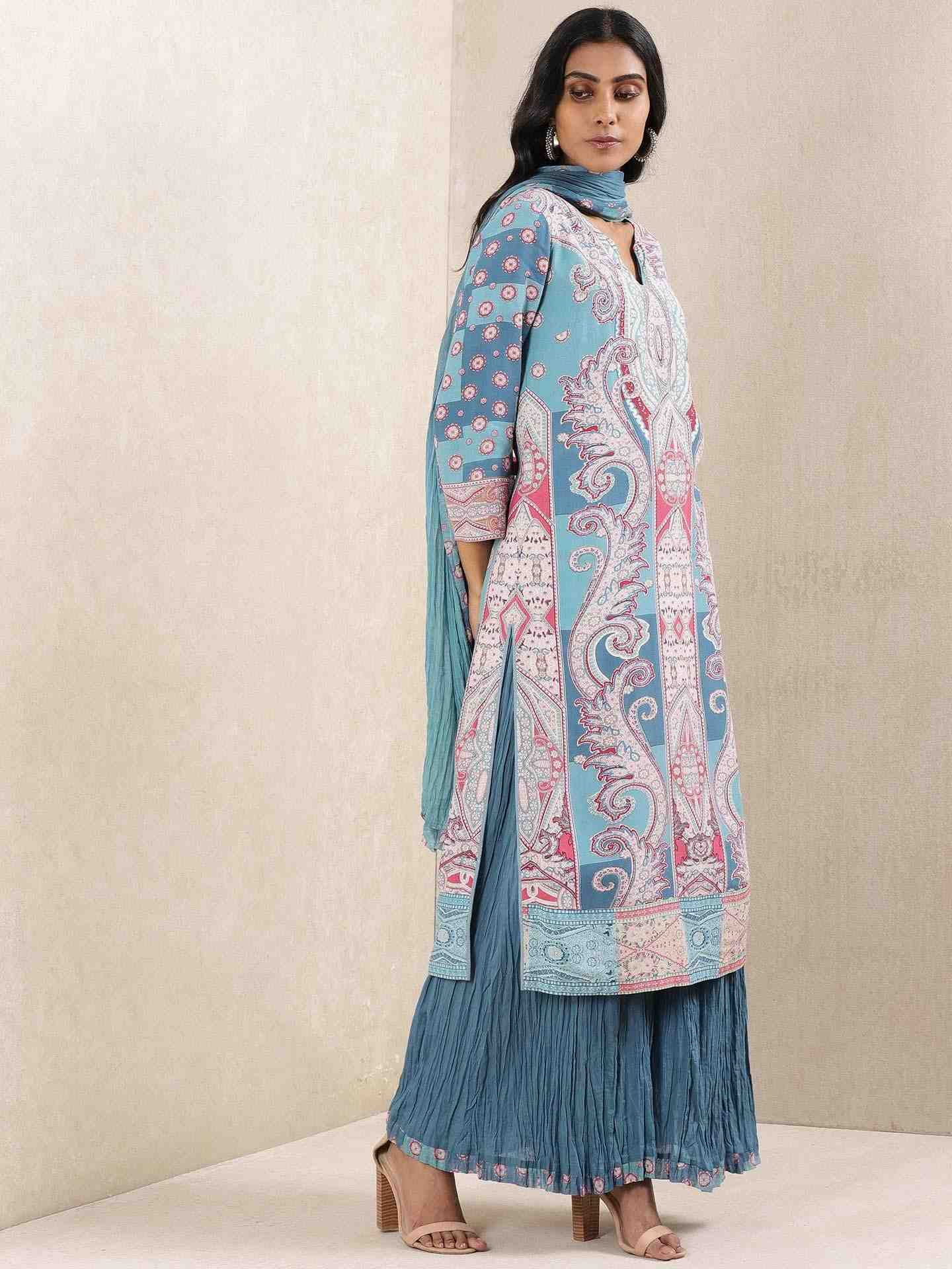 Blue Aamira Crepe Sharara Set