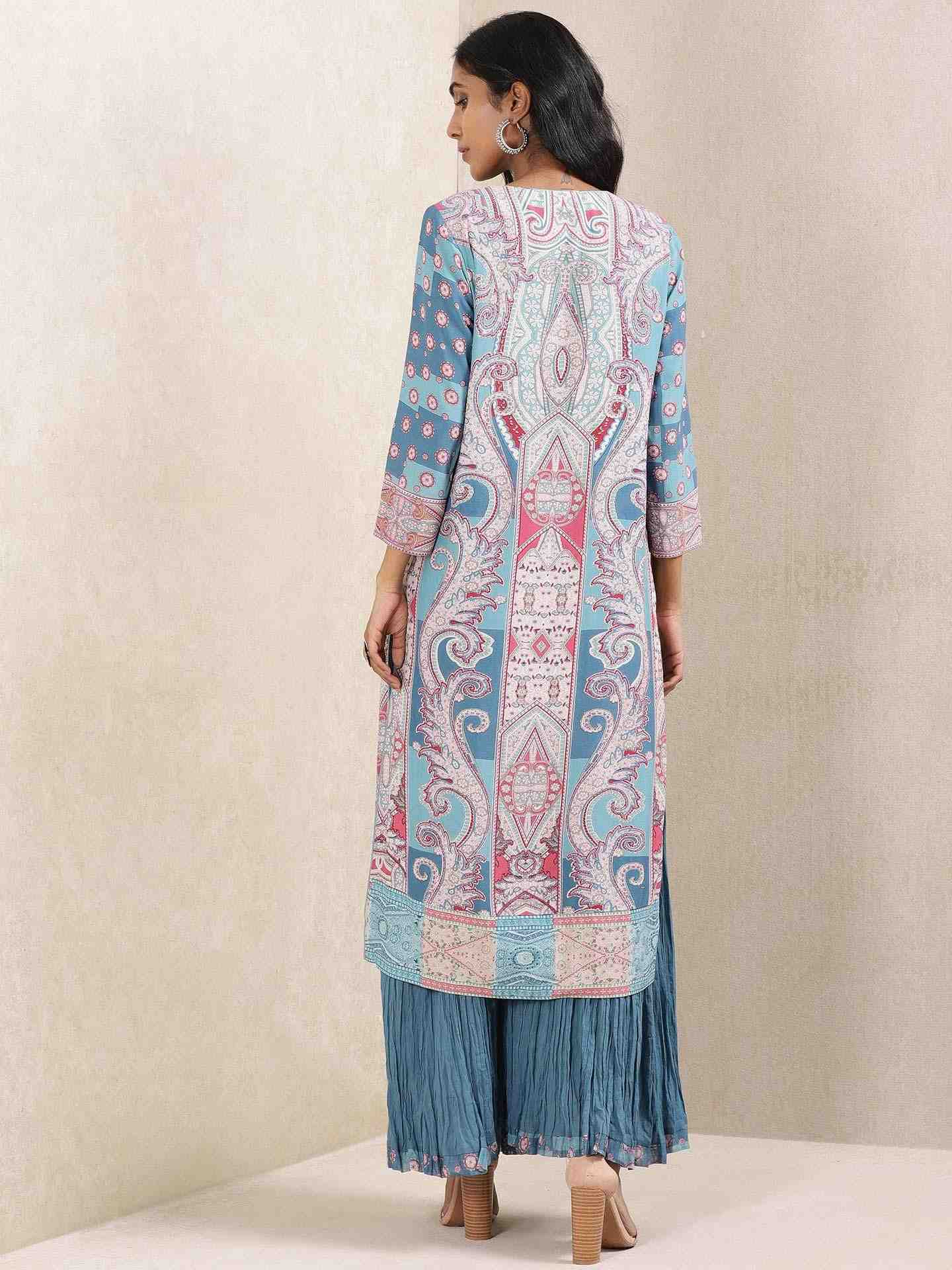 Blue Aamira Crepe Sharara Set
