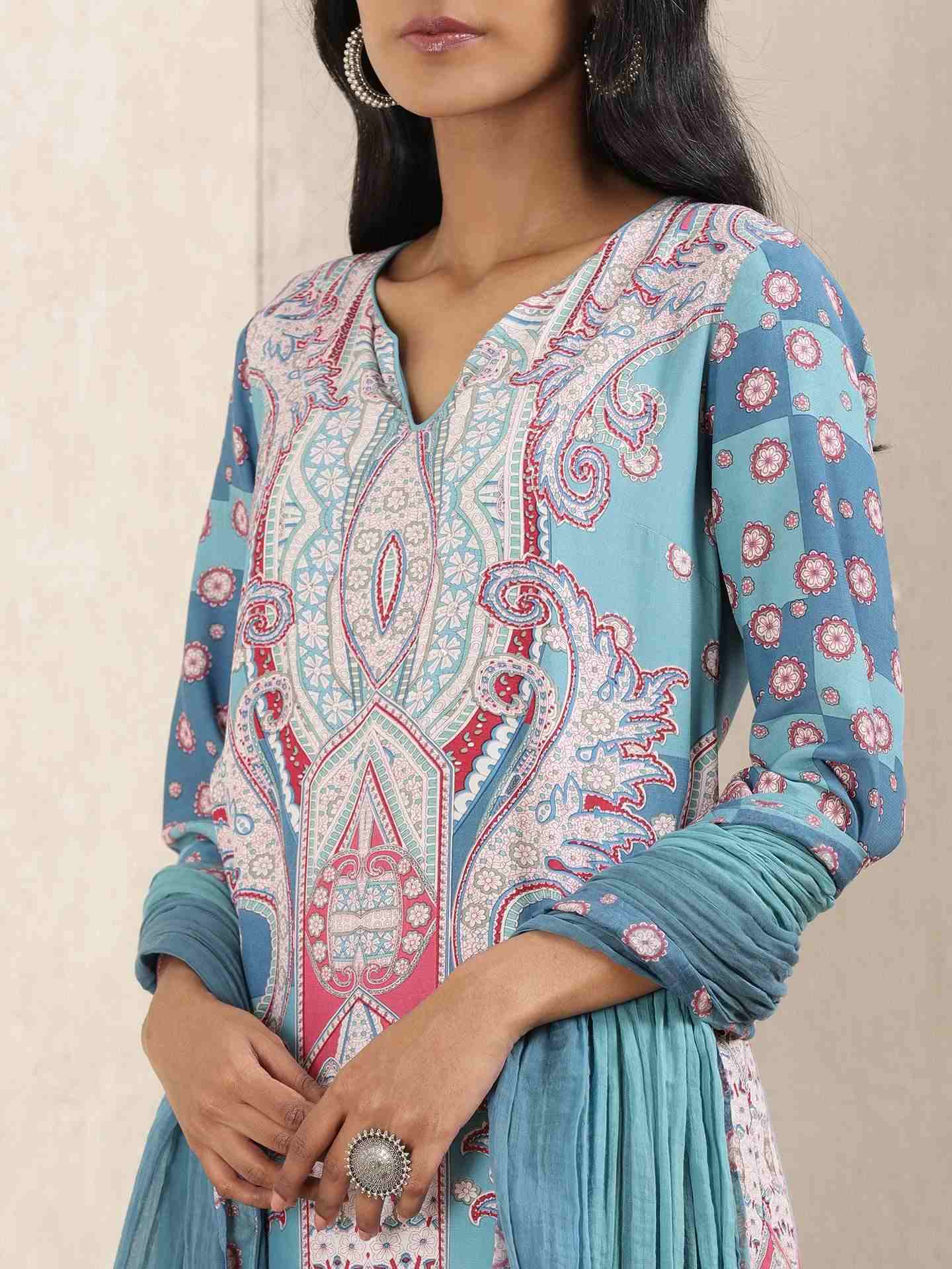 Blue Aamira Crepe Sharara Set