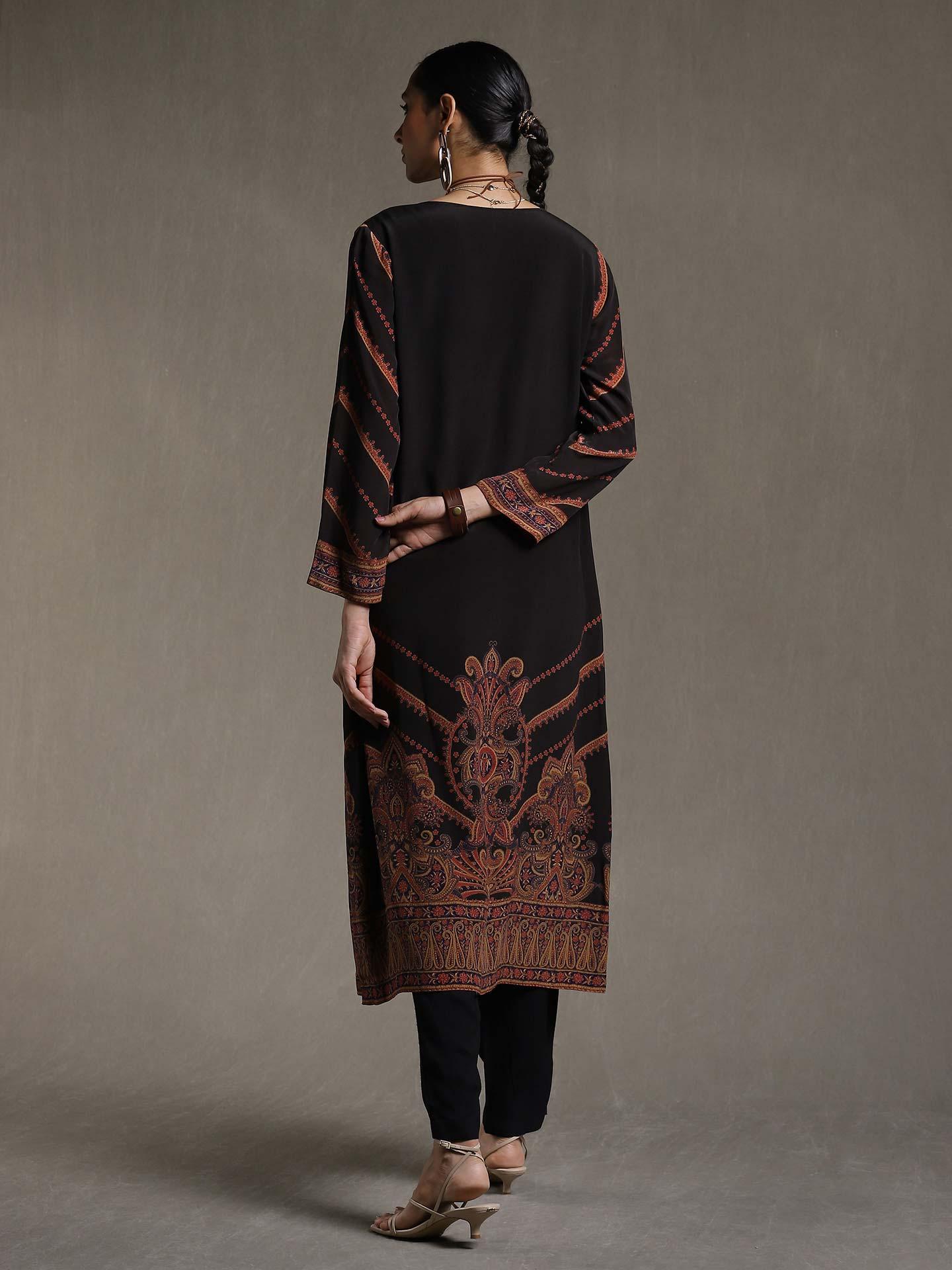 Black Pestelle Crepe Suit Set