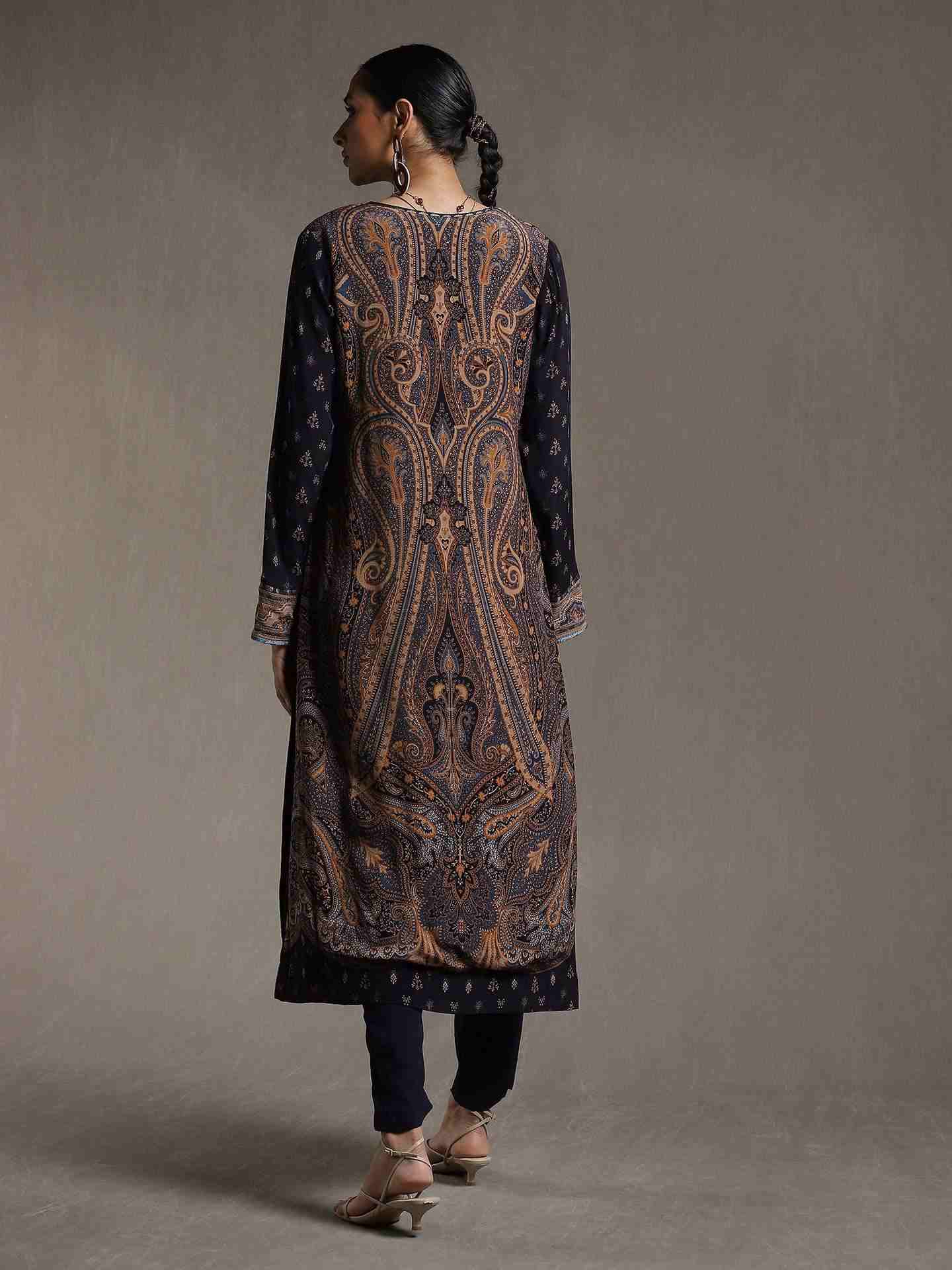 Indigo New Jaamewar Crepe Suit Set