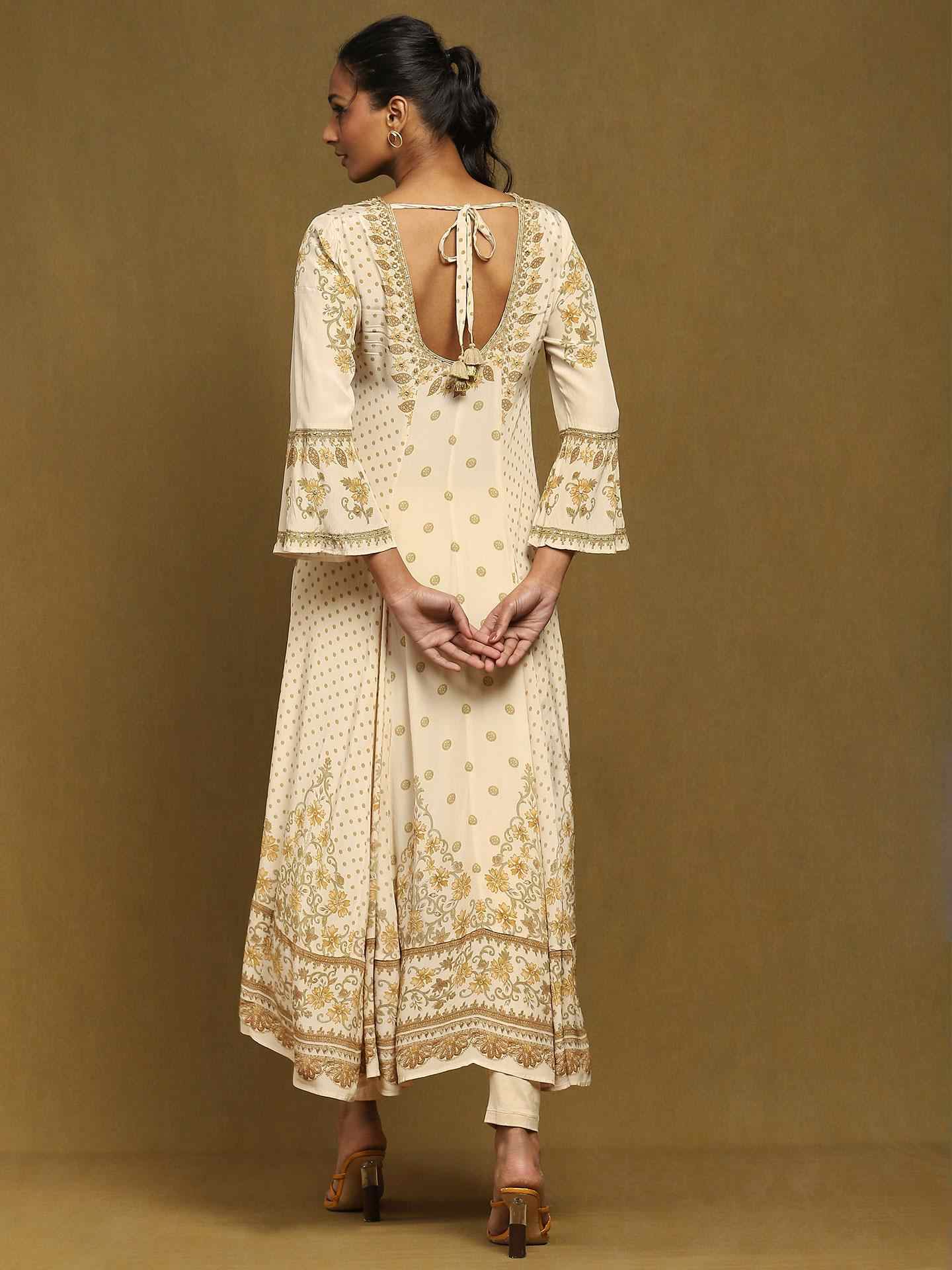 Beige Vahida Crepe Suit Set
