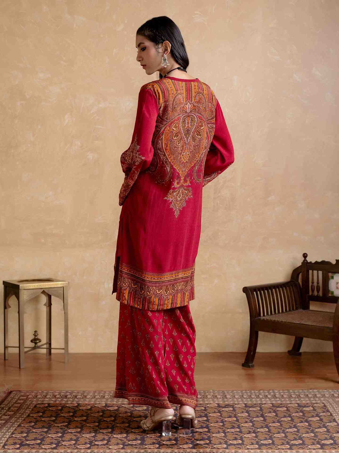 Red Adrika Suit Set