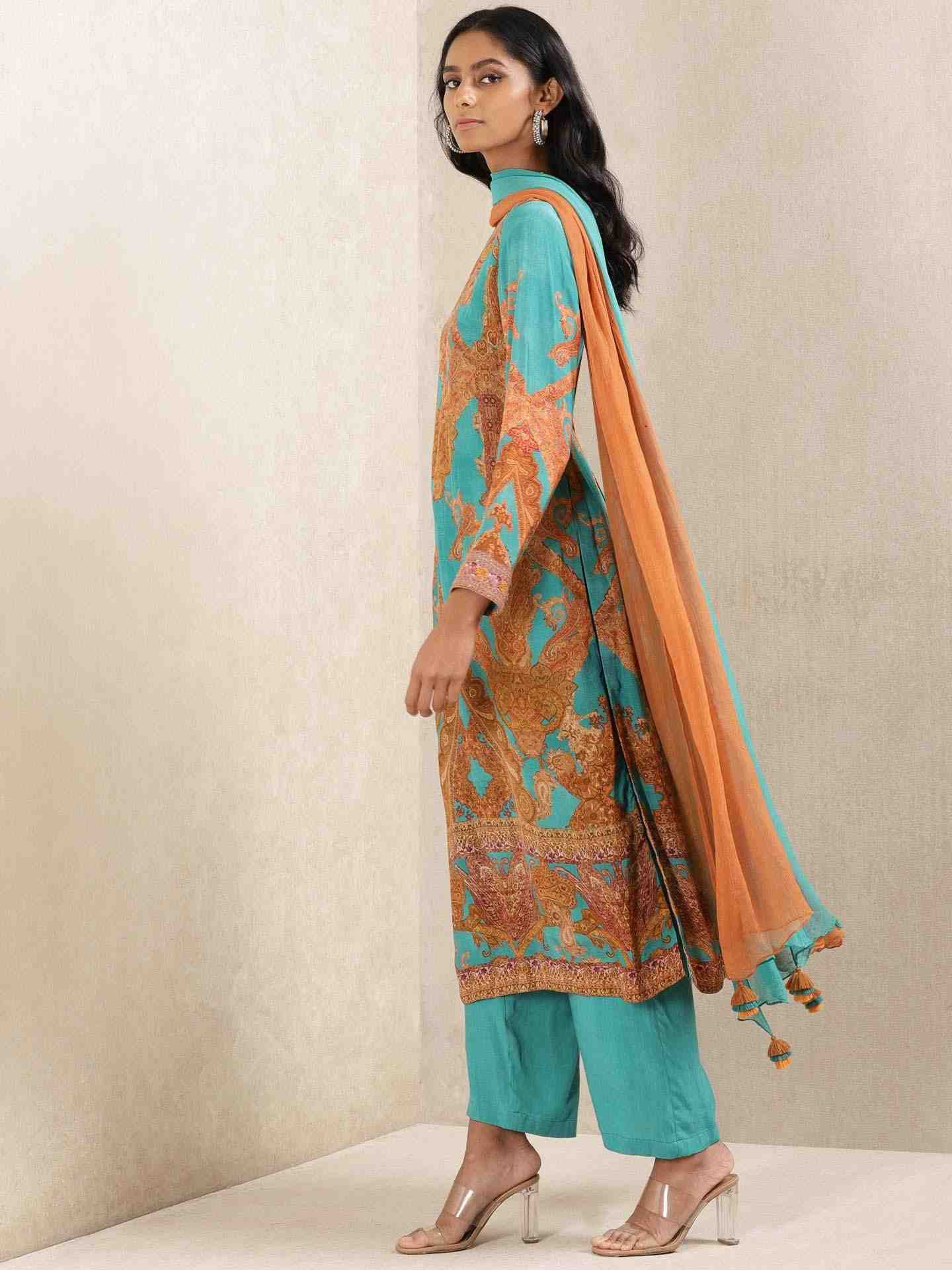Teal Gulmarg Suit Set