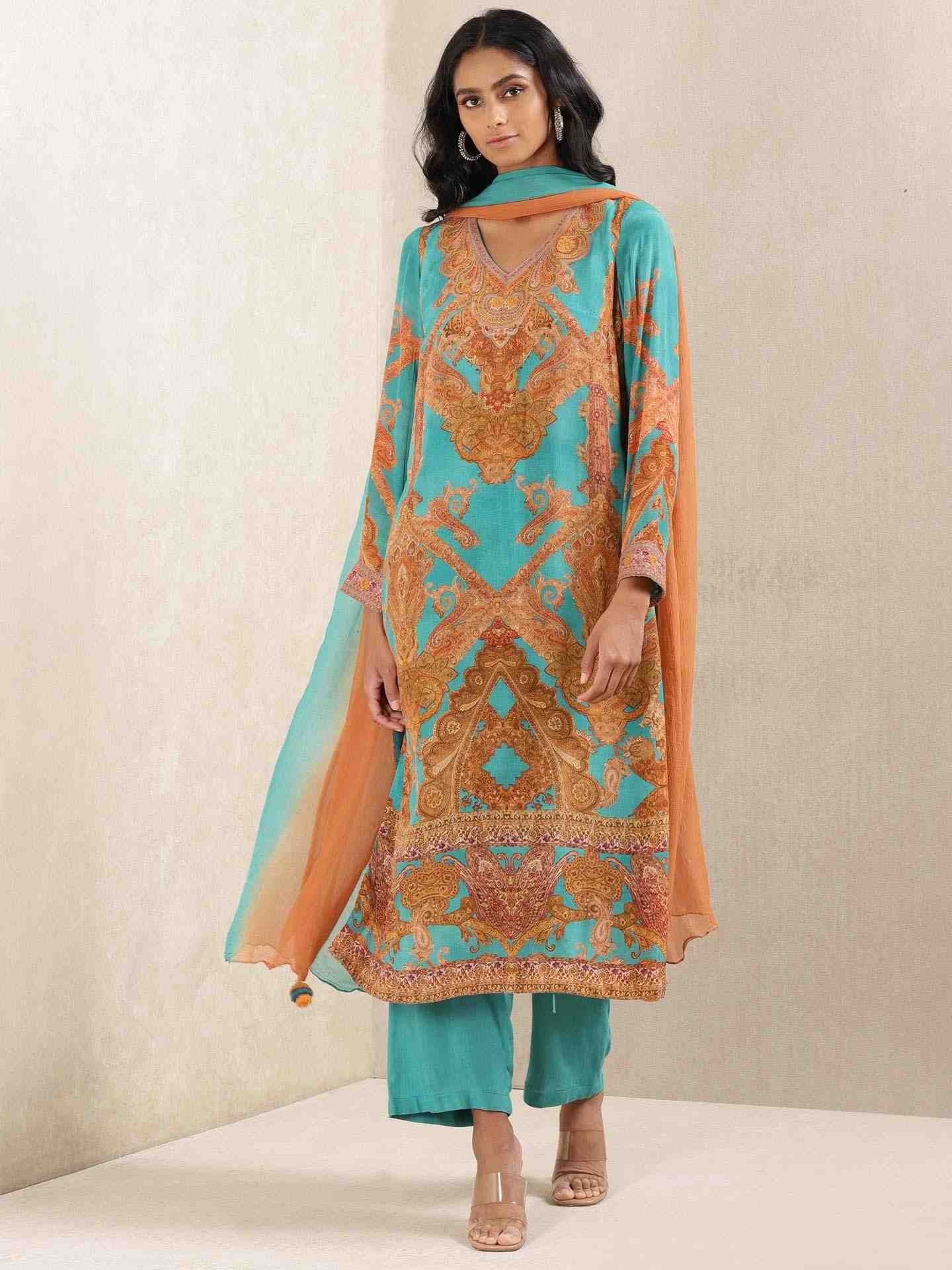 Teal Gulmarg Suit Set