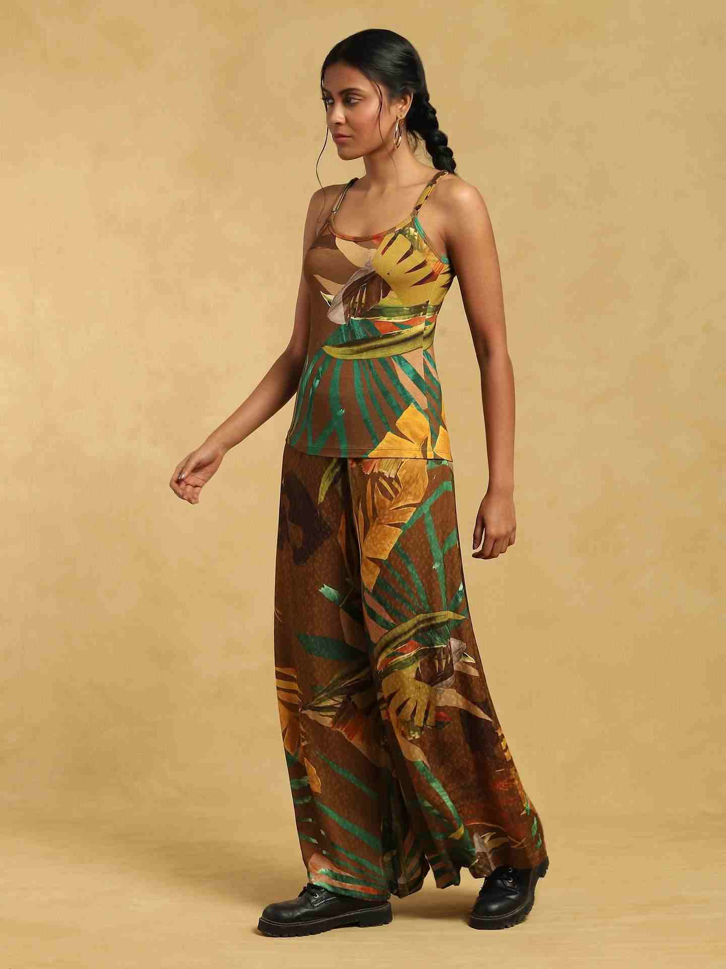 Brown Tropical Suit Set