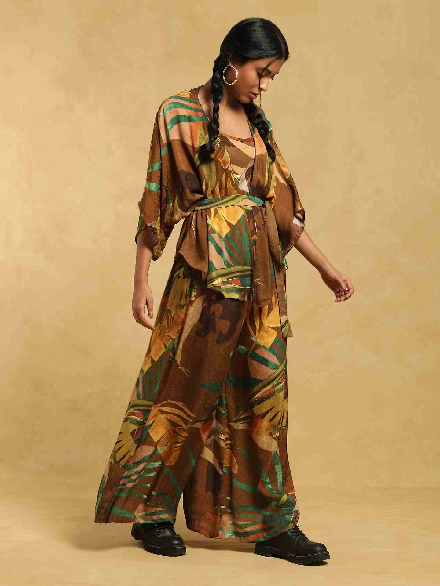 Brown Tropical Suit Set