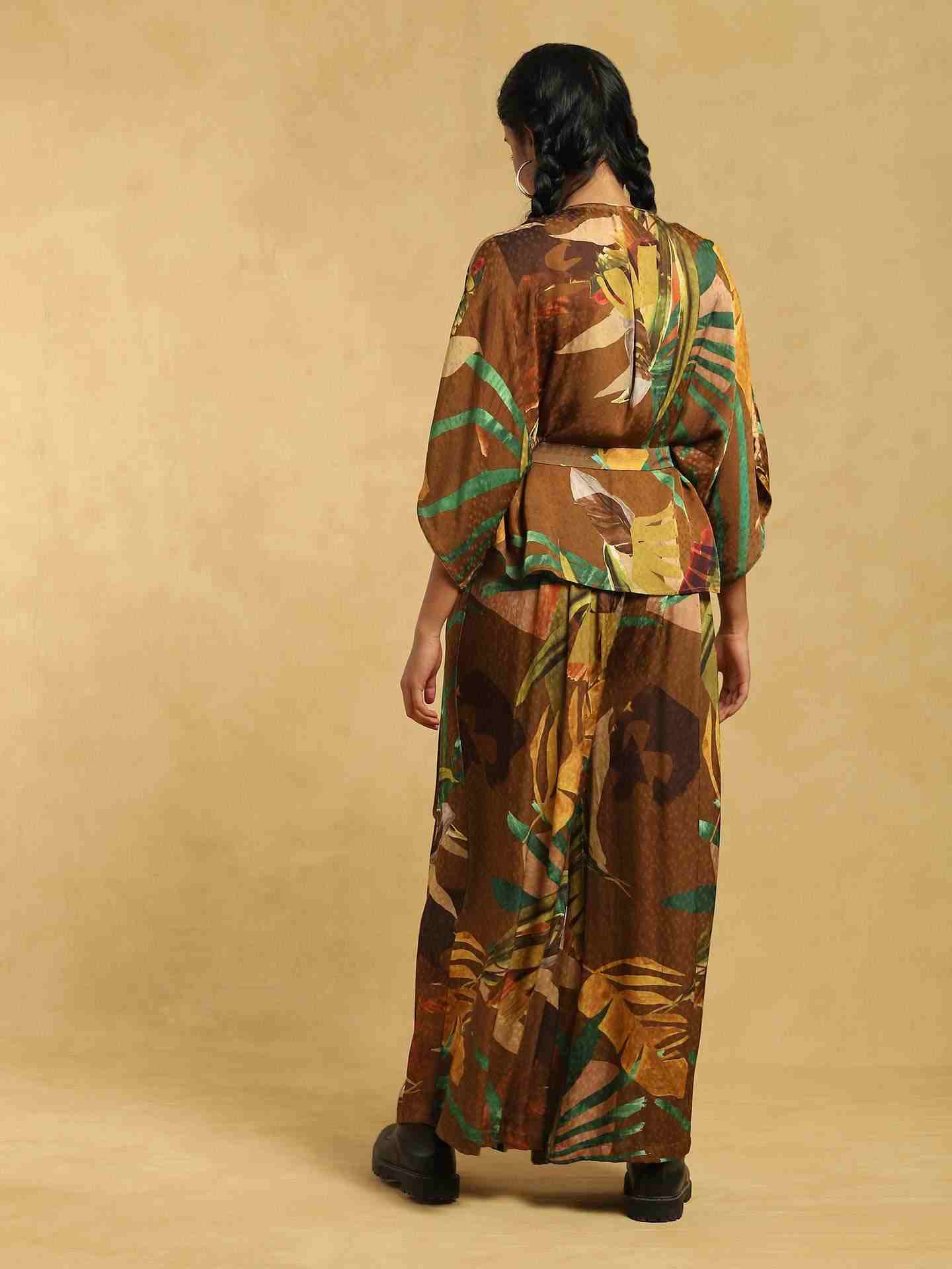 Brown Tropical Suit Set