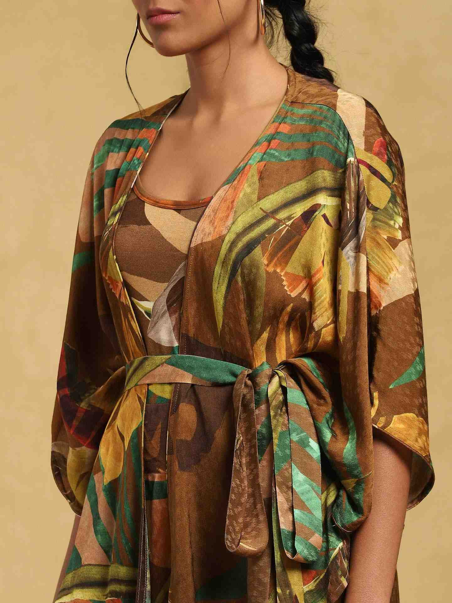 Brown Tropical Suit Set