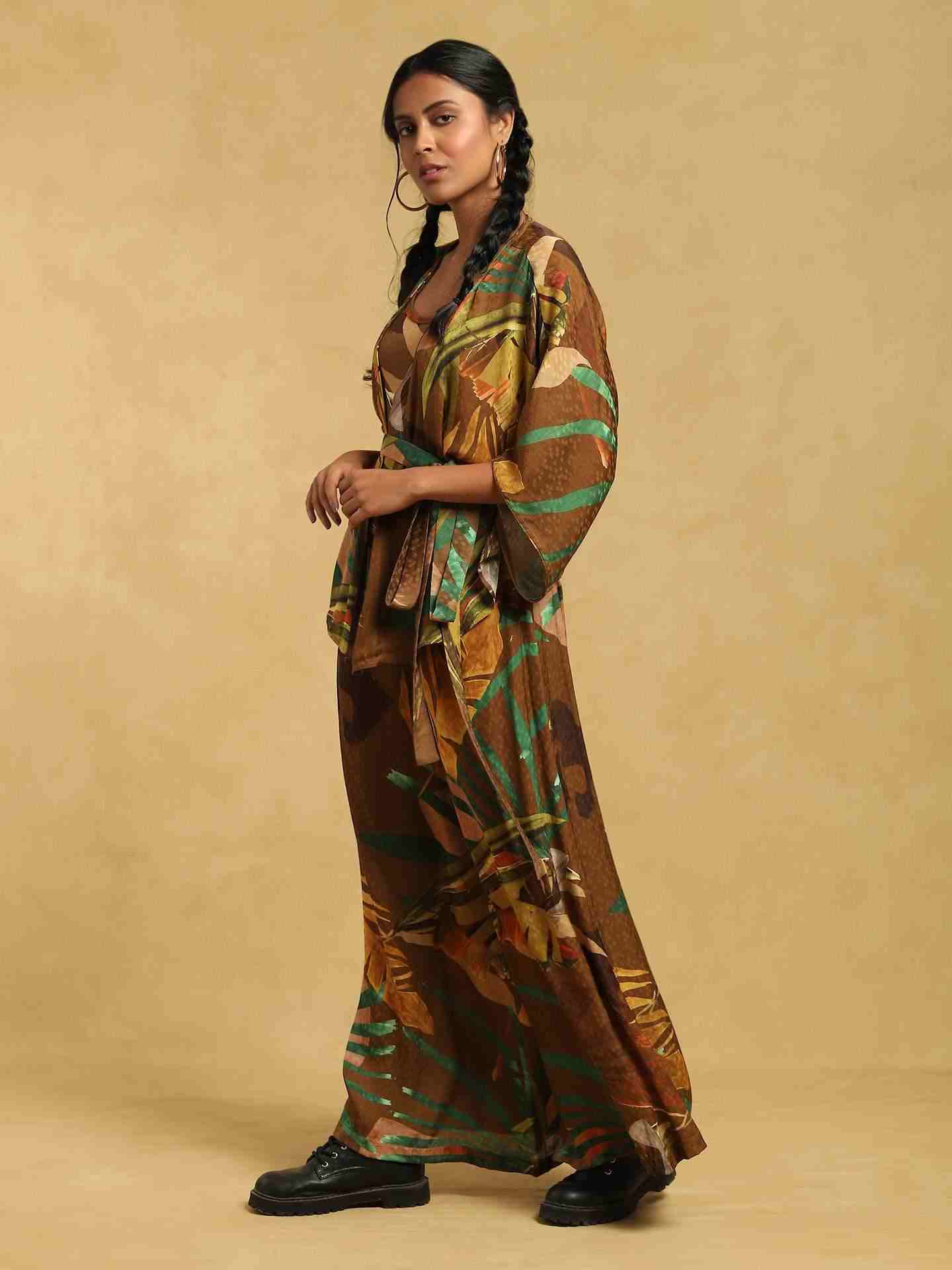 Brown Tropical Suit Set