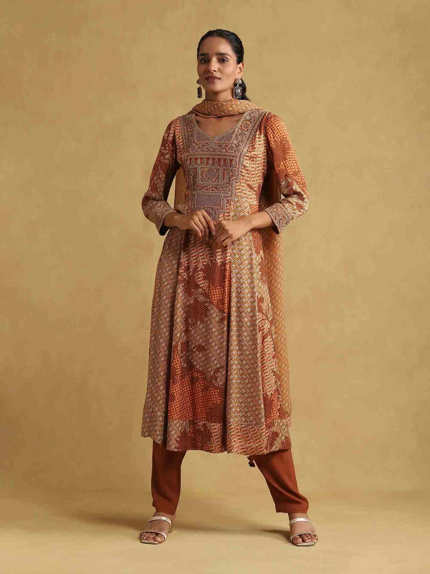 Rust Ava Anarkali Suit Set