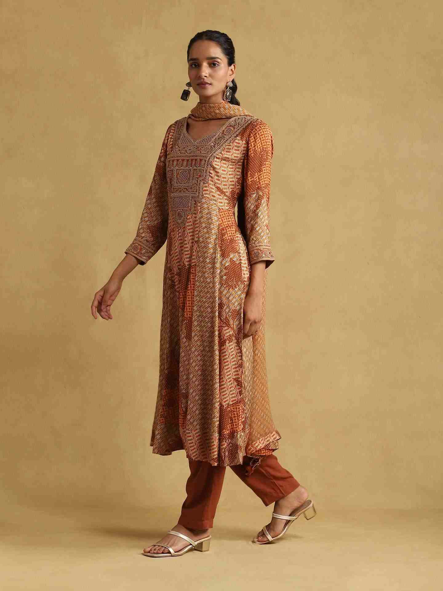 Rust Ava Anarkali Suit Set