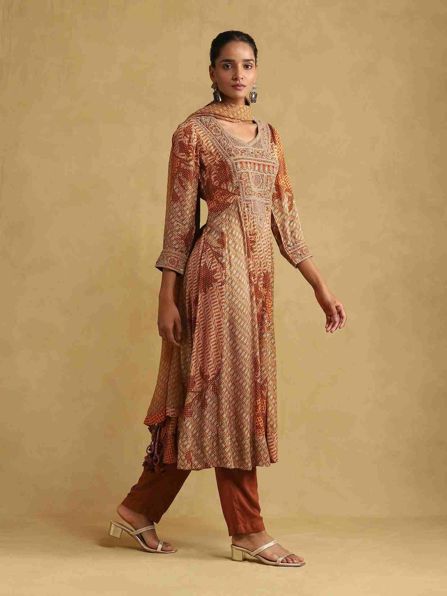 Rust Ava Anarkali Suit Set