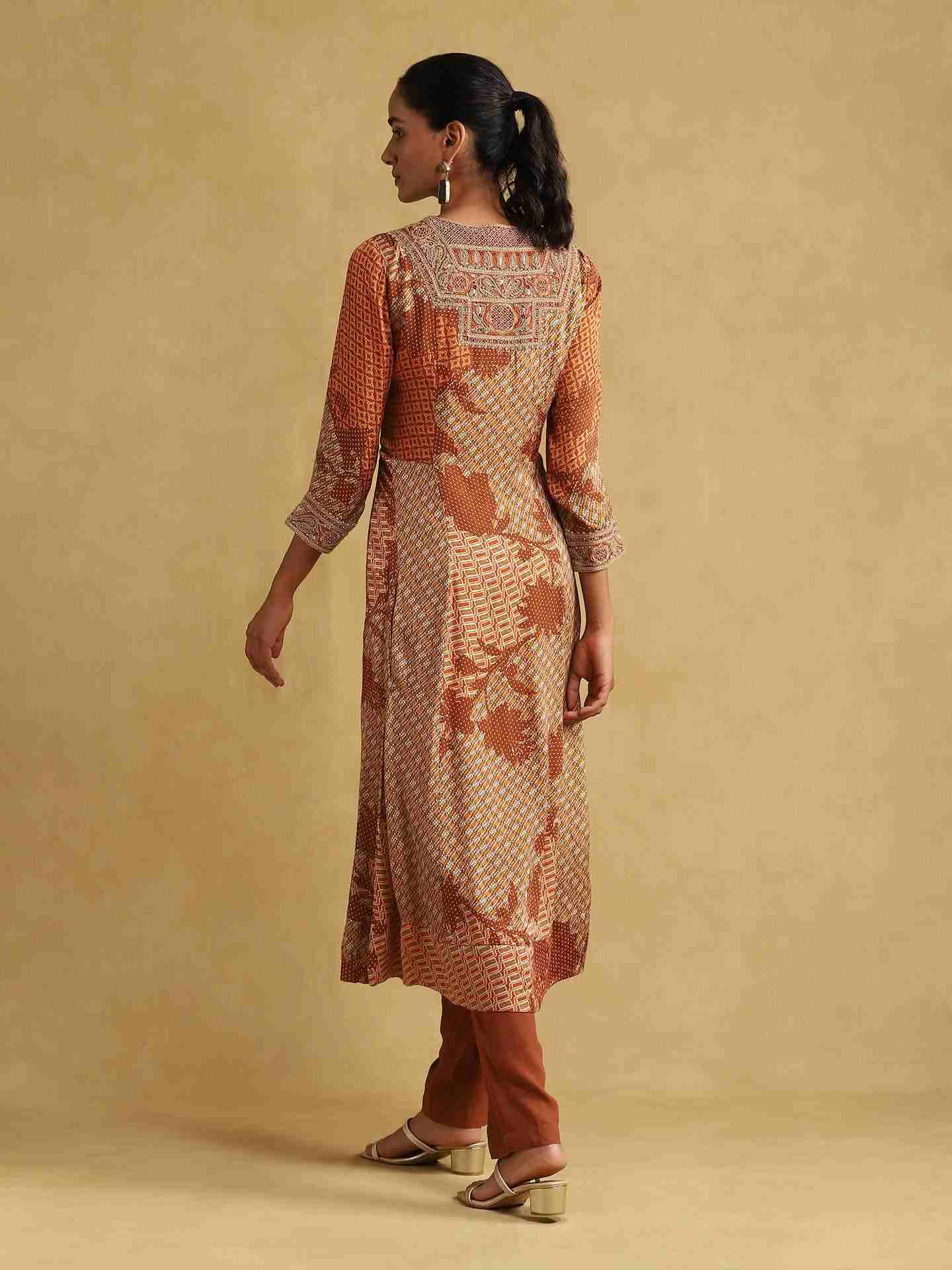Rust Ava Anarkali Suit Set
