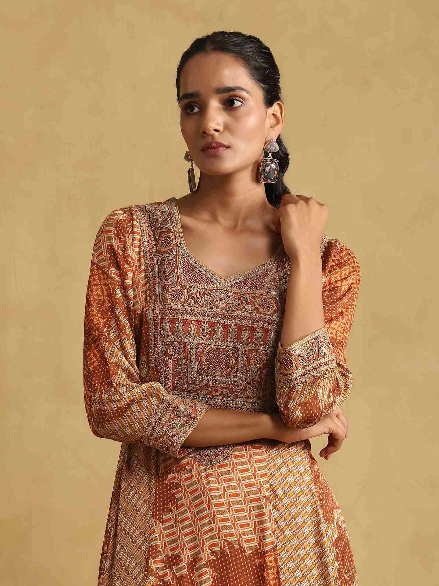 Rust Ava Anarkali Suit Set