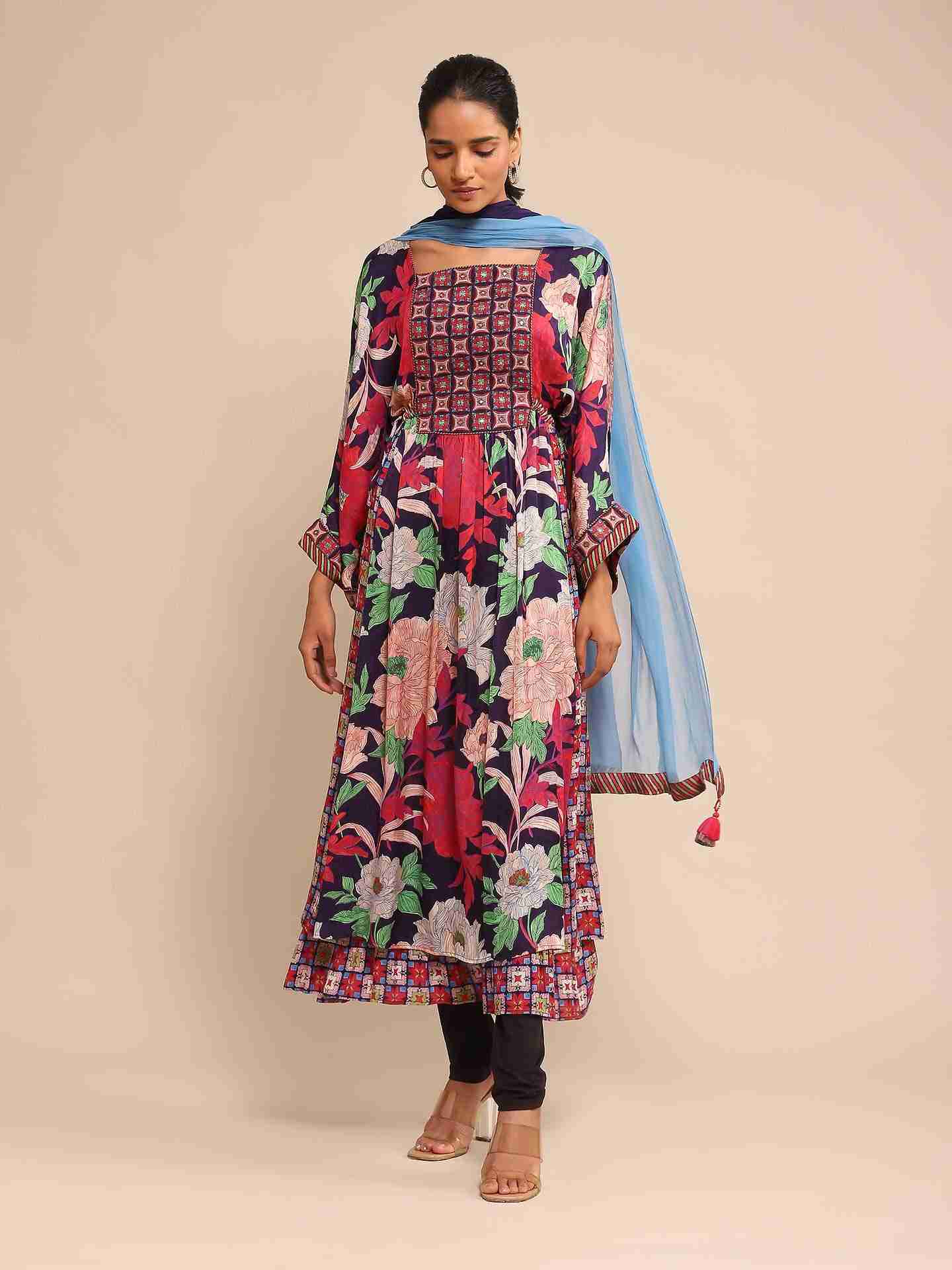 Blue Belladonna Anarkali Suit Set