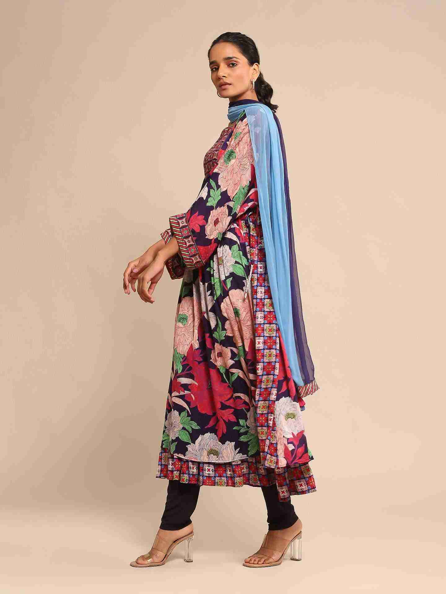 Blue Belladonna Anarkali Suit Set