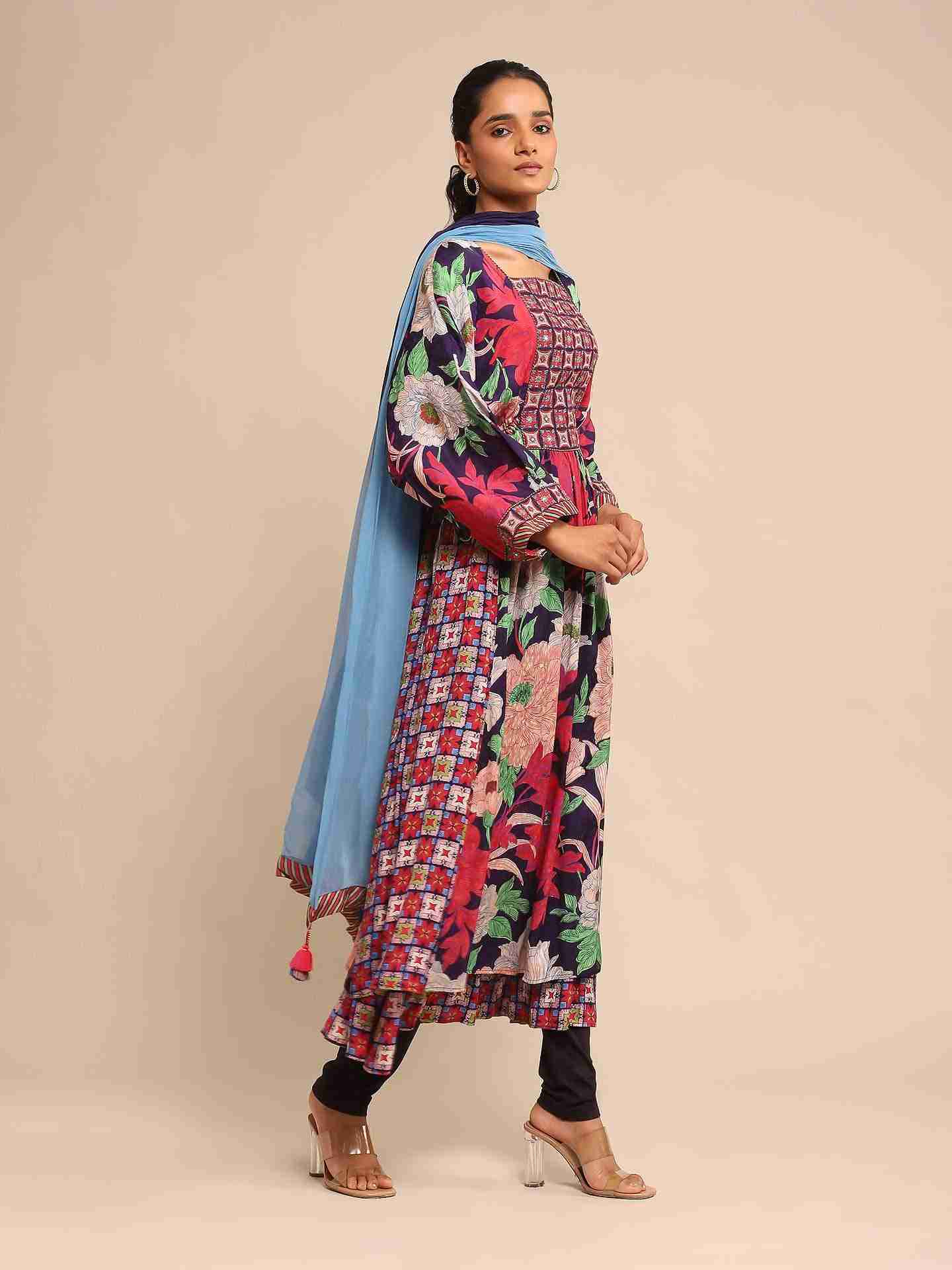 Blue Belladonna Anarkali Suit Set