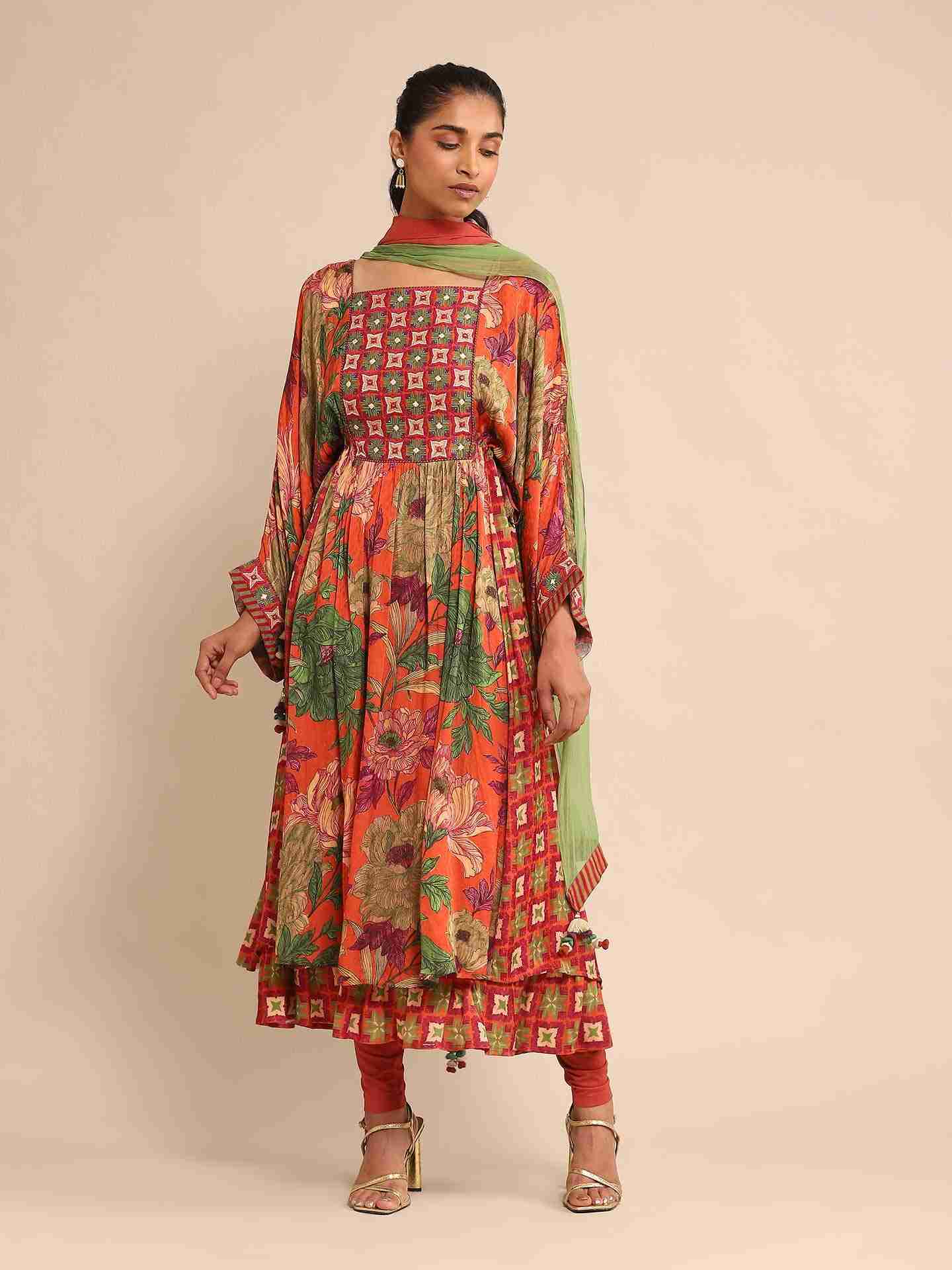 Orange Belladonna Anarkali Suit Set
