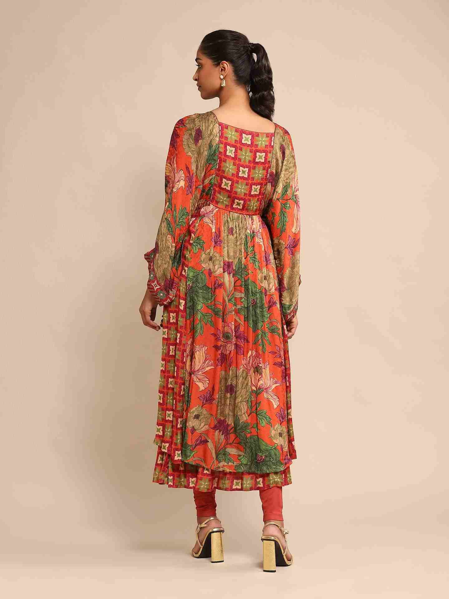 Orange Belladonna Anarkali Suit Set