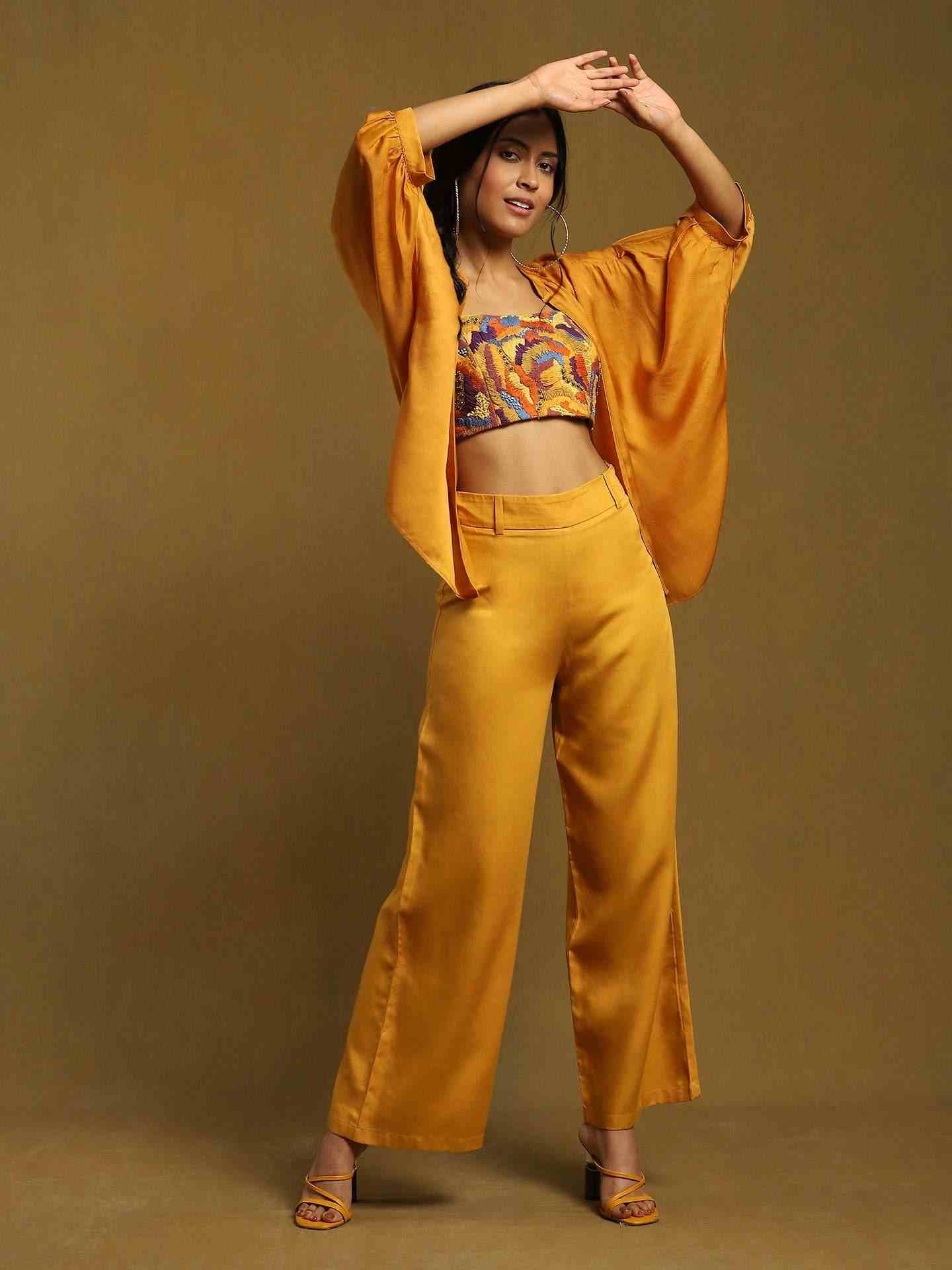 Yellow Streak Solid Suit Set