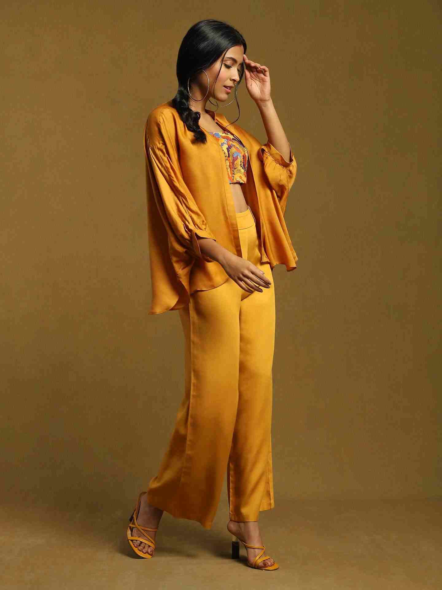 Yellow Streak Solid Suit Set