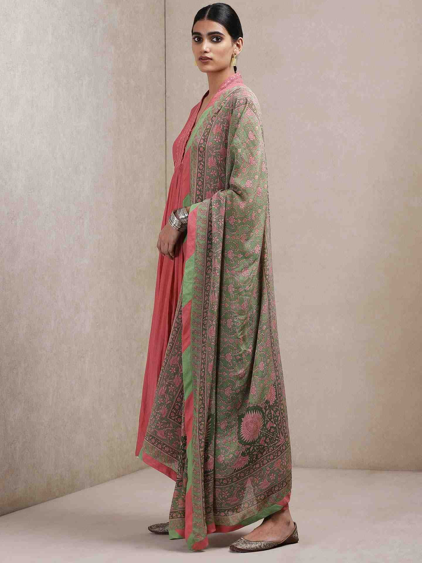 Pink Erham Anarkali Suit Set