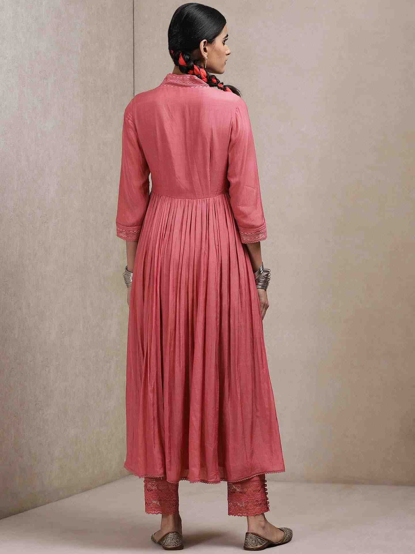 Pink Erham Anarkali Suit Set